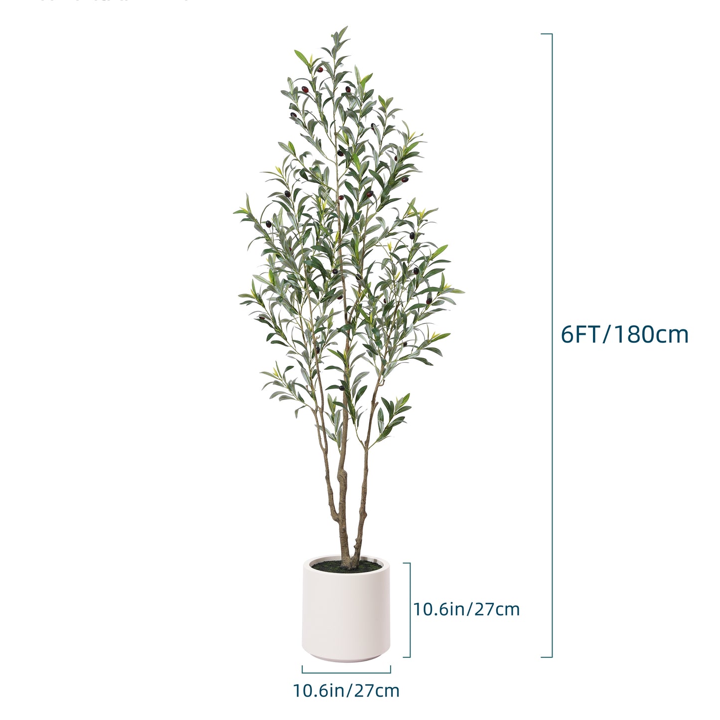 DR.Planzen Artificial Olive Trees, 6 ft Tall Fake Olive Trees for Indoor, Large Olive Plants with White Planter for Home Decor and Housewarming Gift