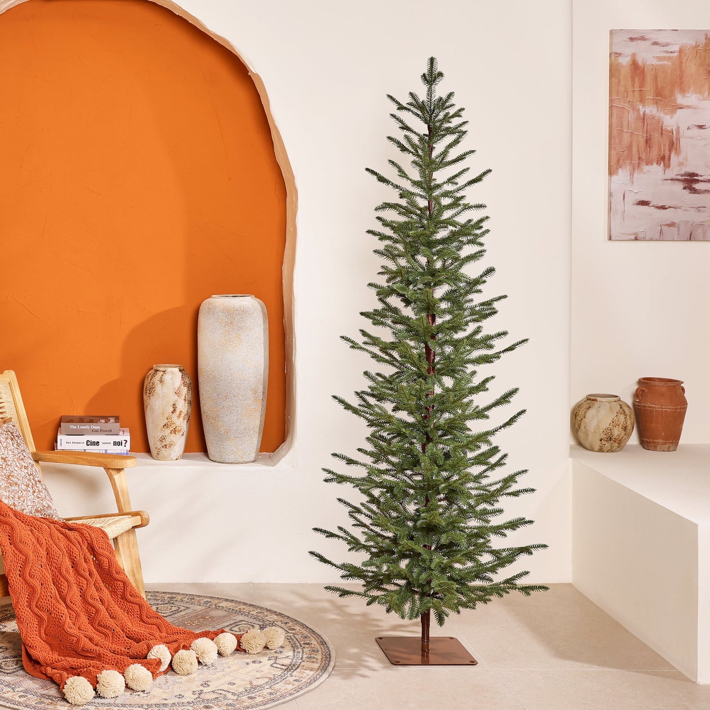 Artificial Christmas Tree 6ft PE Realistic Unlit Green - Full Branches Easy Assembly with Durable Metal Stand - Holiday Indoor Decoration for Family Home Reusable Flame Retardant