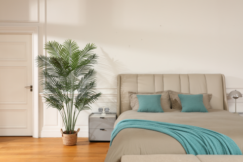 Kazeila 2 Artificial Palm in Pot Set, 5.5FT Faux Green Palm Plant, Fake Palm Tree for Home Decor (Set of 2)