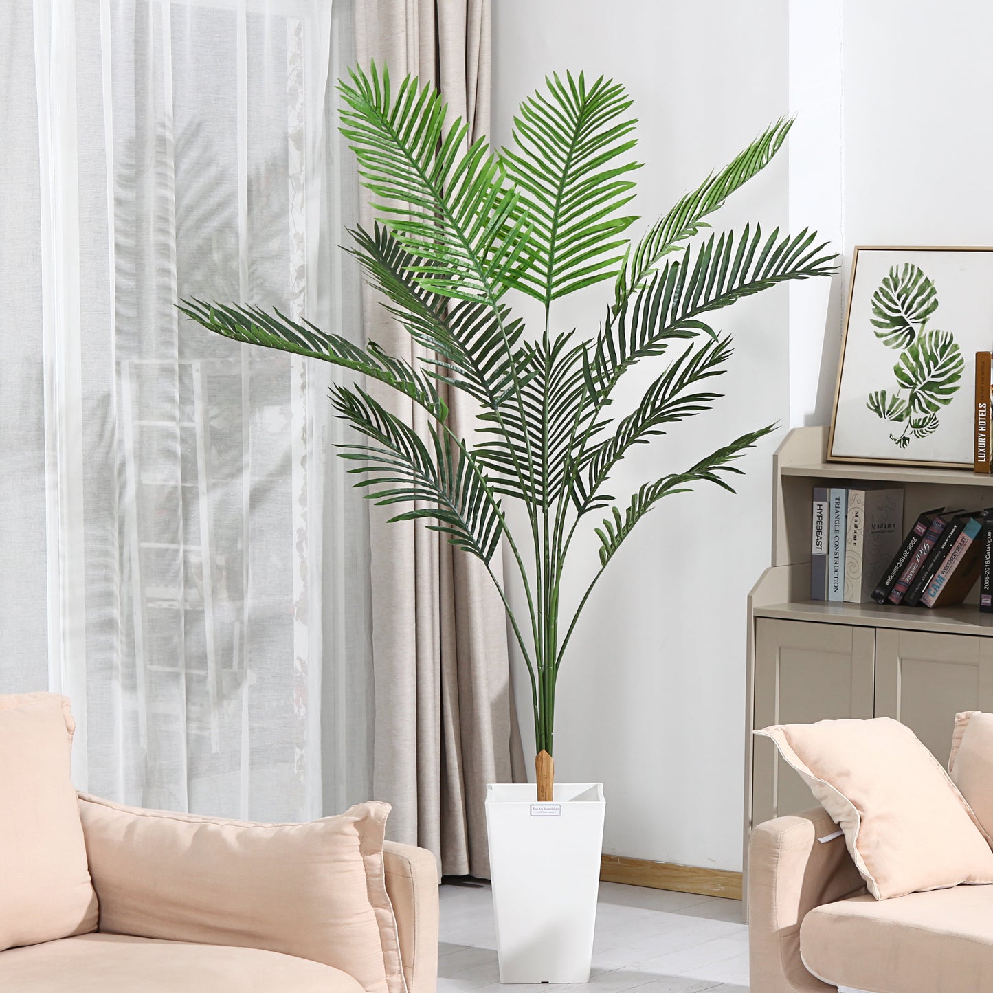 DR.Planzen 6ft Artificial Palm Tree Indoor Plant Tall Fake Tropical Paradise Palm Tree in Pot, Faux Areca Palm Tree for Home Office Living Room Bedroom Farmhouse Modern Decor