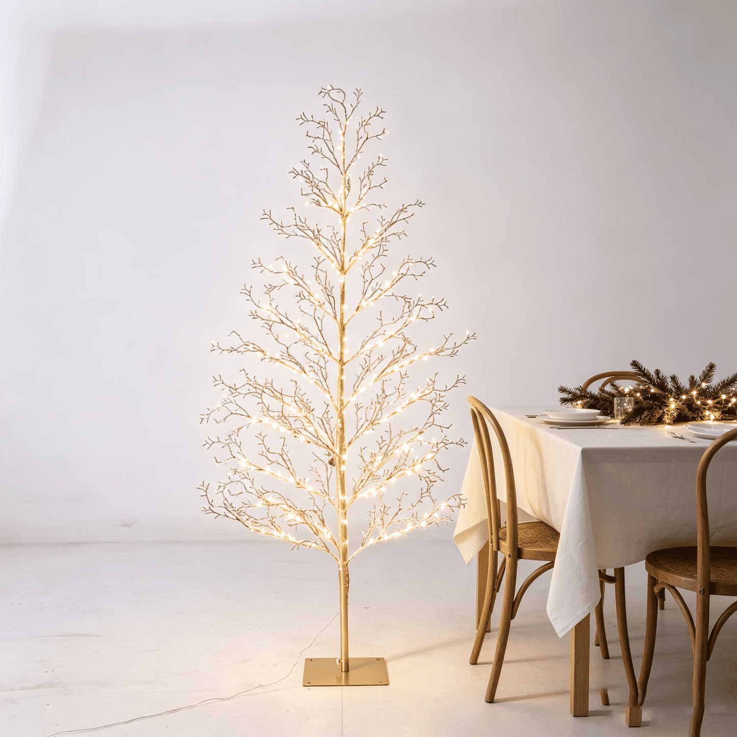 DR.Planzen 5FT Pre-Lit Ice Crystal Christmas Tree, Golden Warm White LED Lighted Tree with Breathing Flash Effect, Indoor & Outdoor Holiday Decoration