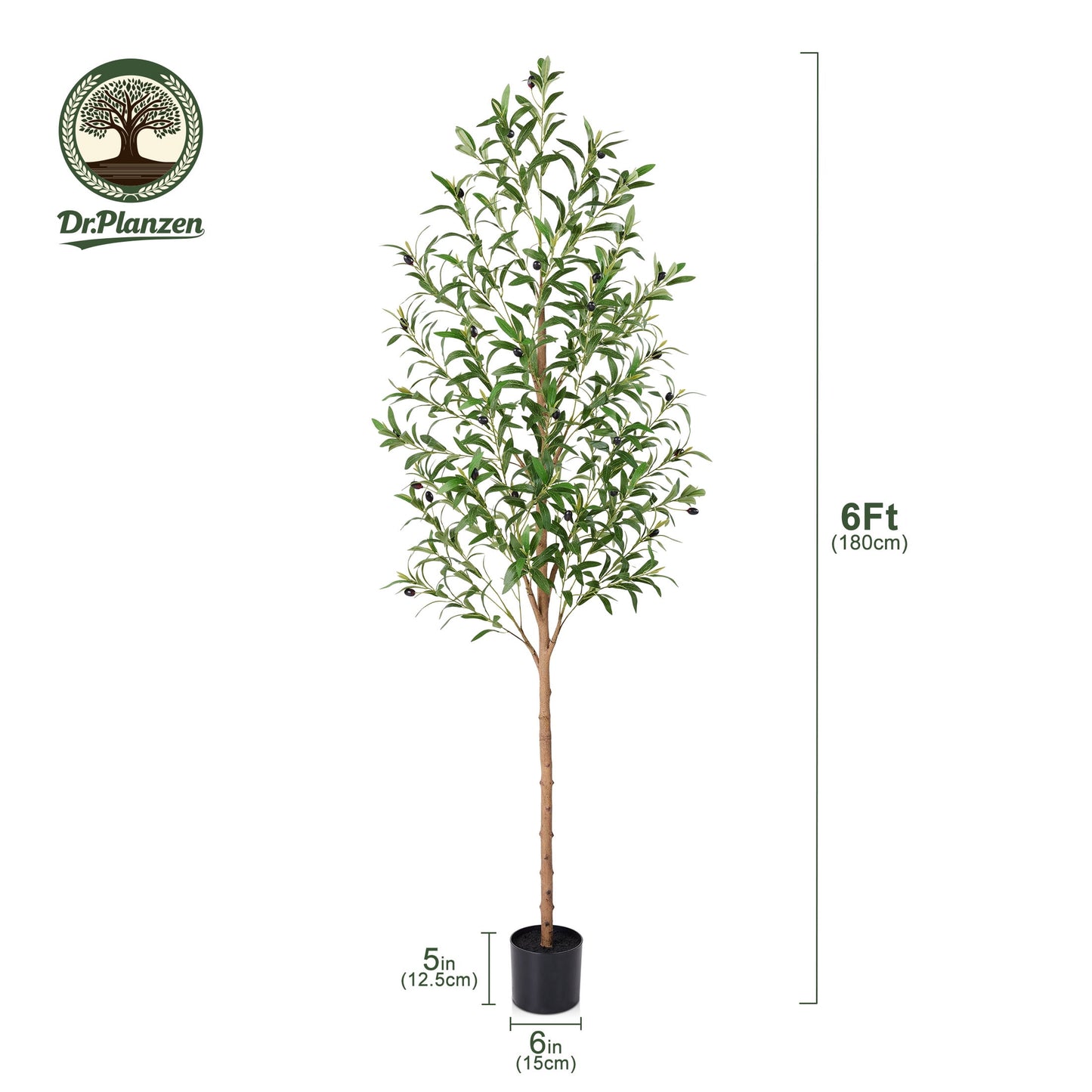 Artificial Olive Tree 6ft Tall Faux Floor Plant in Black Pot