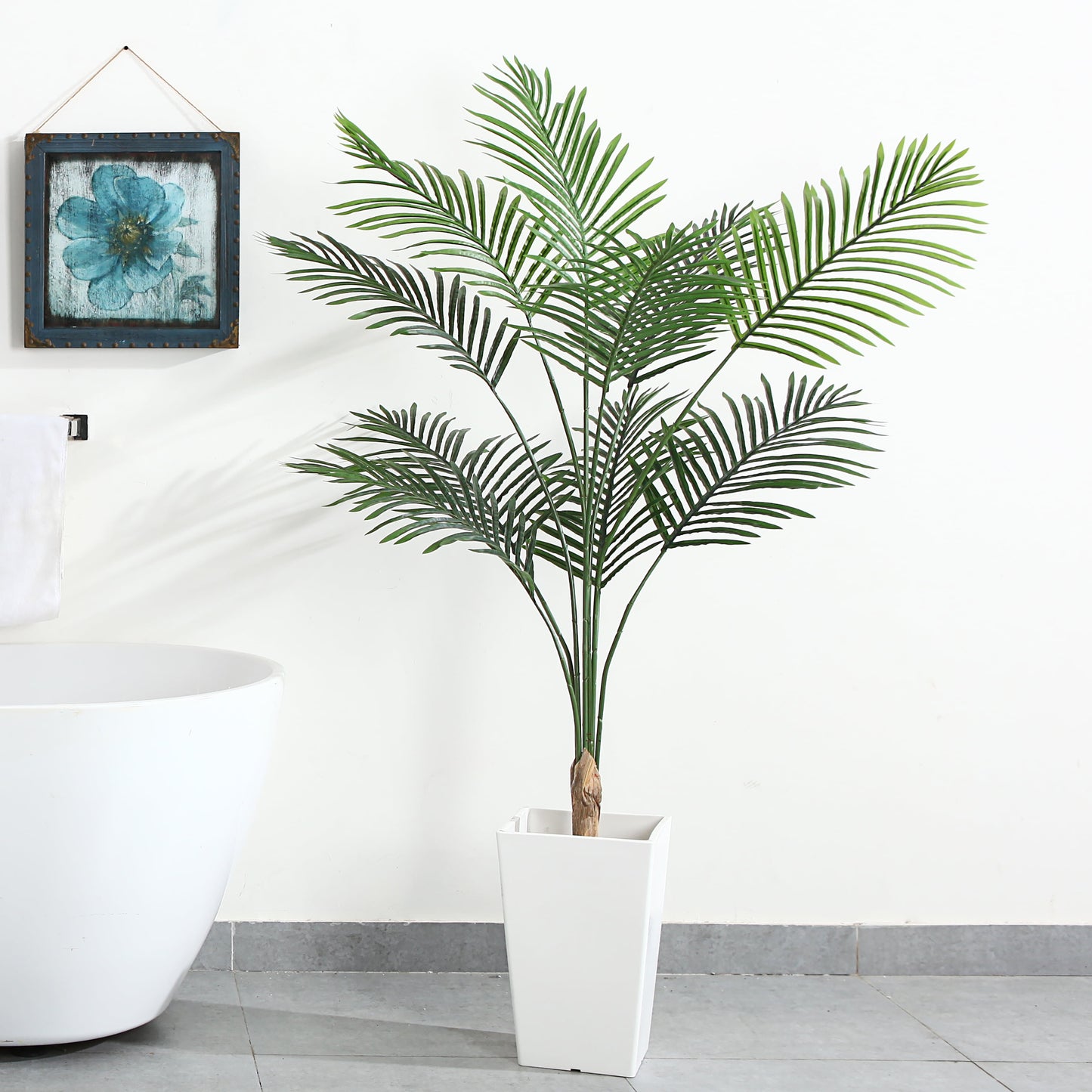 DR.Planzen 5ft Artificial Palm Tree Indoor Plant Tall Fake Tropical Paradise Palm Tree in Pot, Faux Areca Palm Tree for Home Office Living Room Bedroom Farmhouse Modern Decor