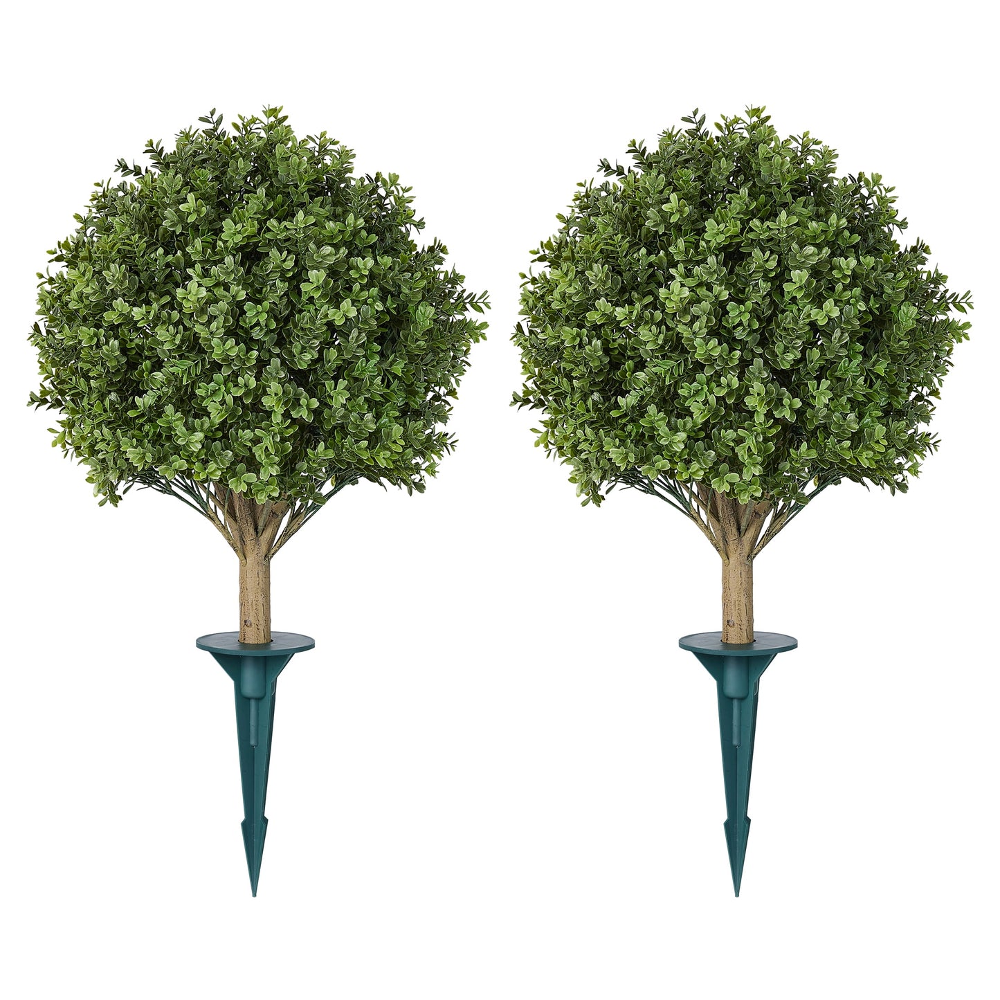 DR.Planzen 20'' Artificial Boxwood Topiary Ball Plant, Fake Greenery Shrub with Ground Spike, UV Resistant Faux Outdoor Evergreen for Garden Porch Planter Decor