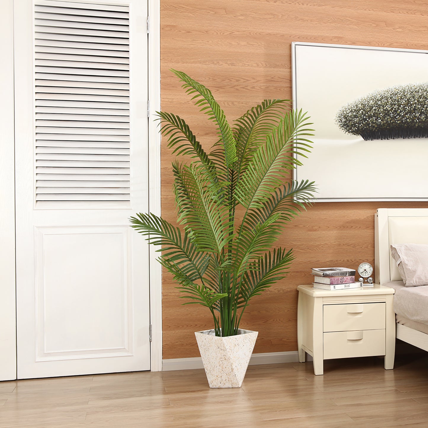 2 Pack Artificial Palm Plants in Basket 6 Feet Faux Green Areca Palm Plant with Woven Seagrass Belly Basket, Fake Tree for Home Decor Office House Living Room Indoor Outdoor, Set of 2