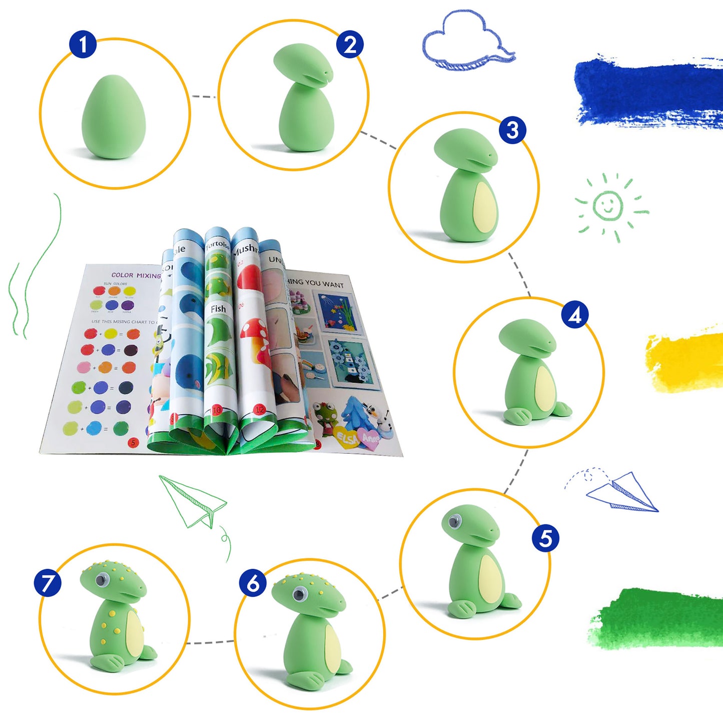 Air Drying Clay Solf Clay Craft Kits for Kids 24 Colors Plasticine Modelling Clay Tools Set for Boys and Girls Children Over 3 Years Old