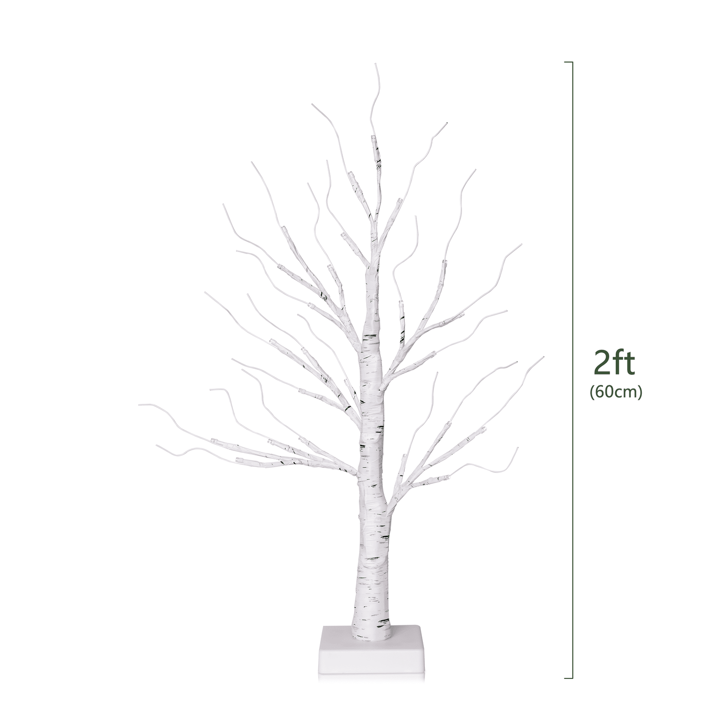 2Pack Christmas Tree Decorations - Birch Fairy Light Spirit Trees with 24 LED Warm White Lights, USB/Battery Powered Indoor Holiday Decor, 2 FT