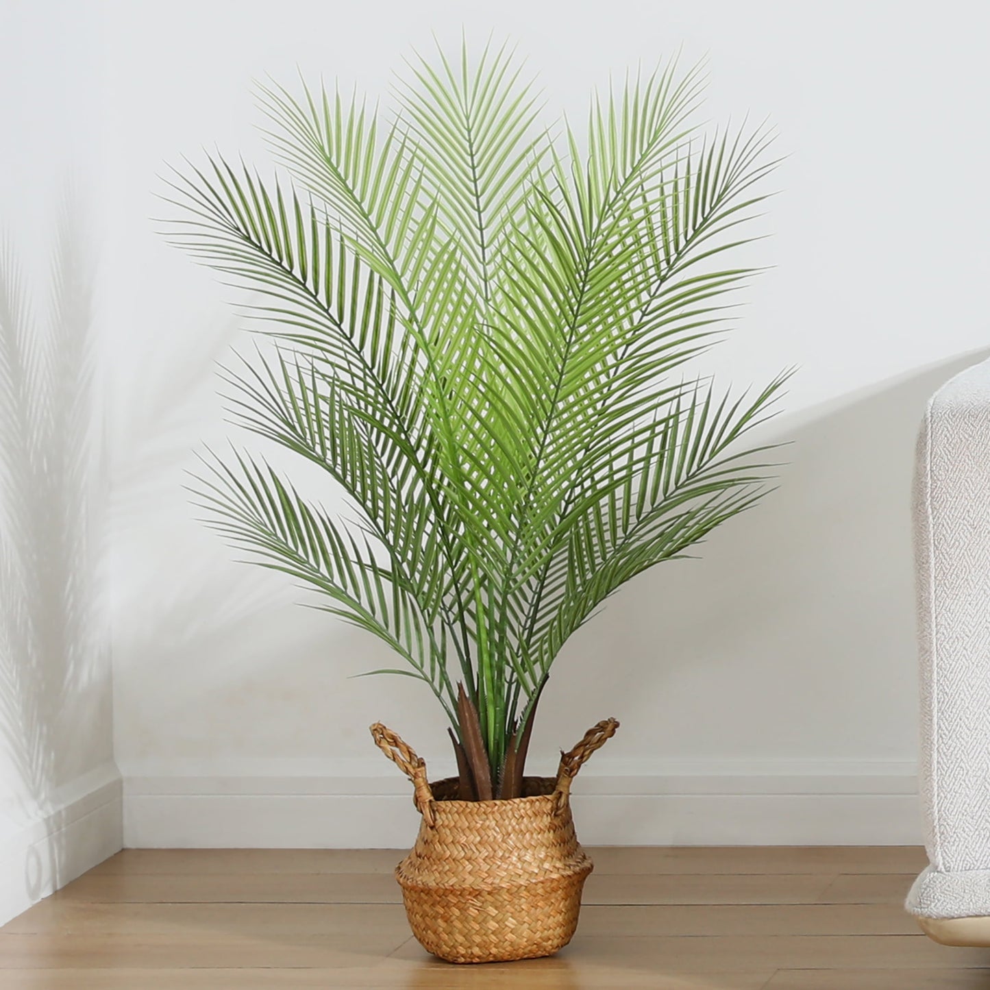 3 ft Artificial Palm Plants in Basket 35 Inch Fake Plants Artificial Paradise Palm Tree Faux Trees for Home Decor Indoor Outdoor Ornaments with Seagrass Basket,Set of 1