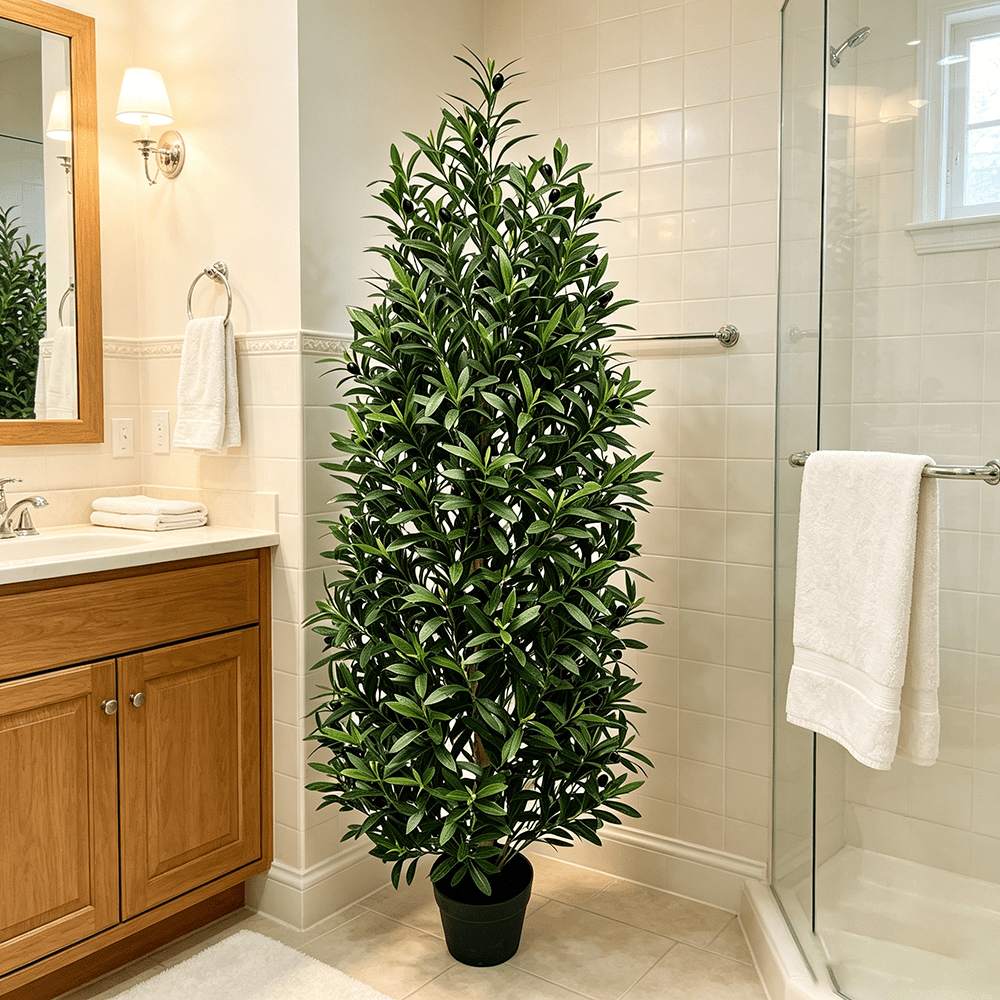 DR.Planzen 5 FT Artificial Olive Topiary Tree in Black Pot, Faux Olive Tree with 2378 Leaves, 114 Fruits, Fake Potted Olive Plant for Living Room Office Decor