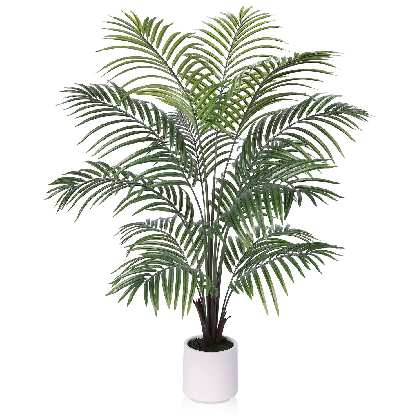 DR.Planzen 4.5ft Artificial Palm Tree with White Planter, Tall Faux Palm Tree, Artificial Plants for Home Office Decor