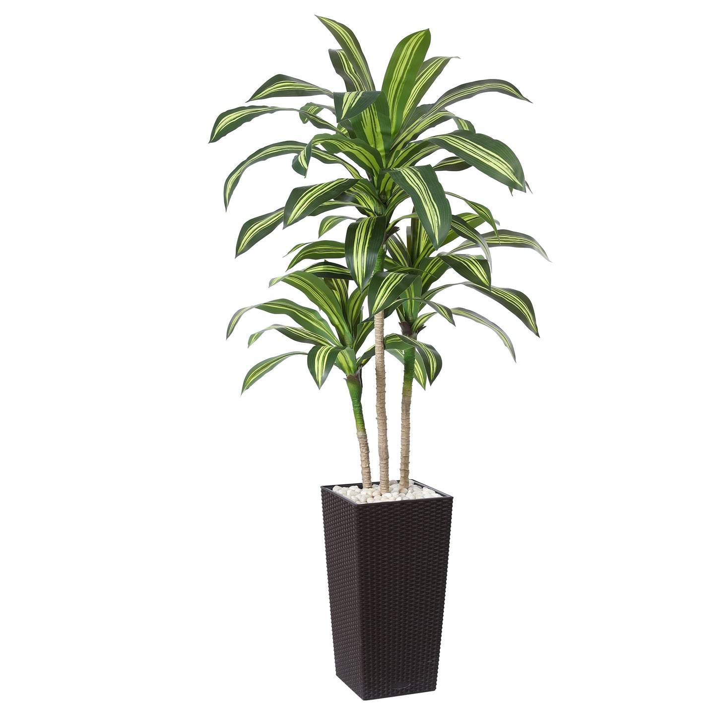 7ft UV Resistant Artificial Dracaena Tree with Brown Tall Planter, Pre Potted Fake Plants for Indoor Outdoor Home Decor, Big Faux Tree Fake Plants for Office House Decor