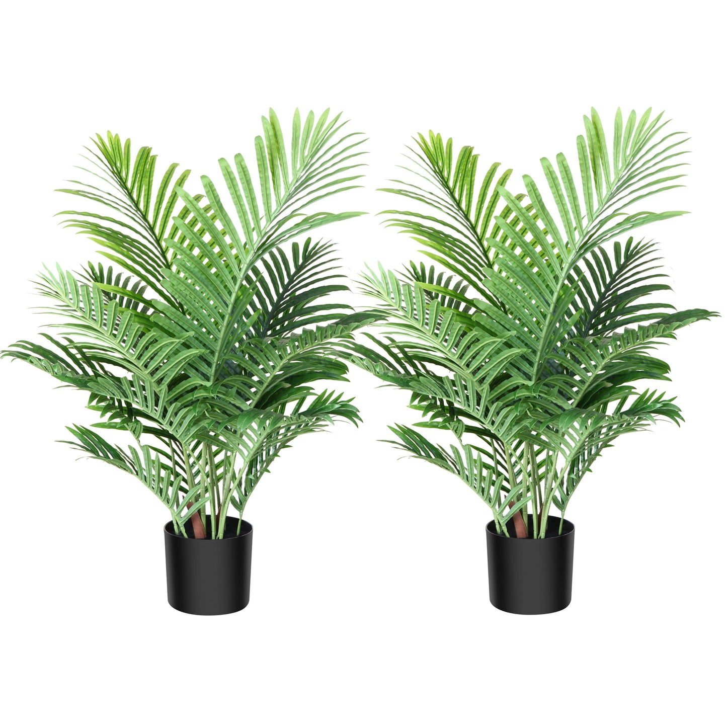 2 Pack 3 Feet Fake Majesty Palm Plant Artificial Majestic Palm Faux Ravenea Rivularis in Pot for Indoor Outdoor Home Office Store, Great Housewarming Gift, Set of 2