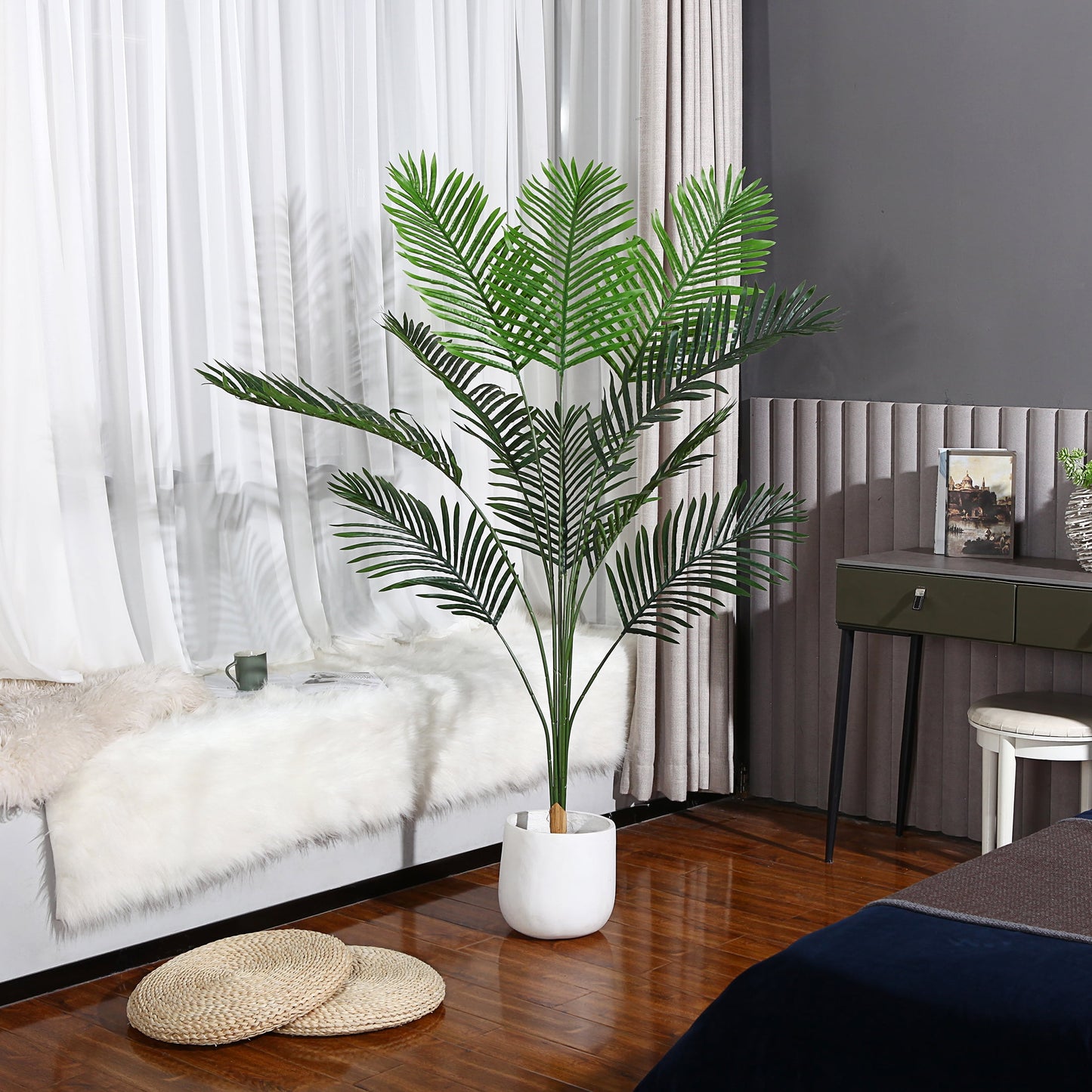 DR.Planzen 6ft Artificial Palm Tree Indoor Plant Tall Fake Tropical Paradise Palm Tree in Pot, Faux Areca Palm Tree for Home Office Living Room Bedroom Farmhouse Modern Decor