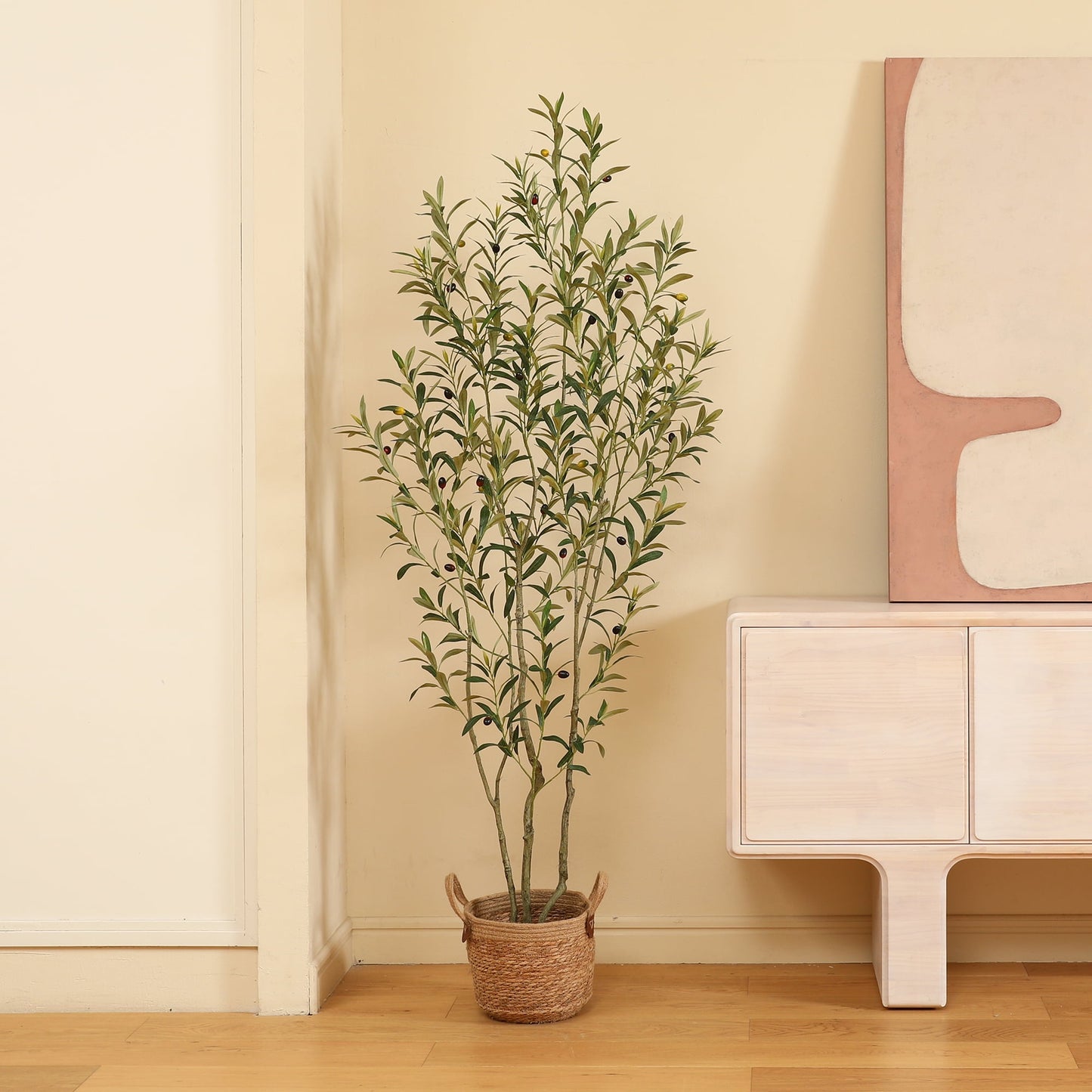 6ft Fake Plastic Olive Tree in Pot, Pre Potted Faux Greenry Plant for Home Decor Office House Living Room Indoor Outdoor, Big Fake Plants Fake House Plants