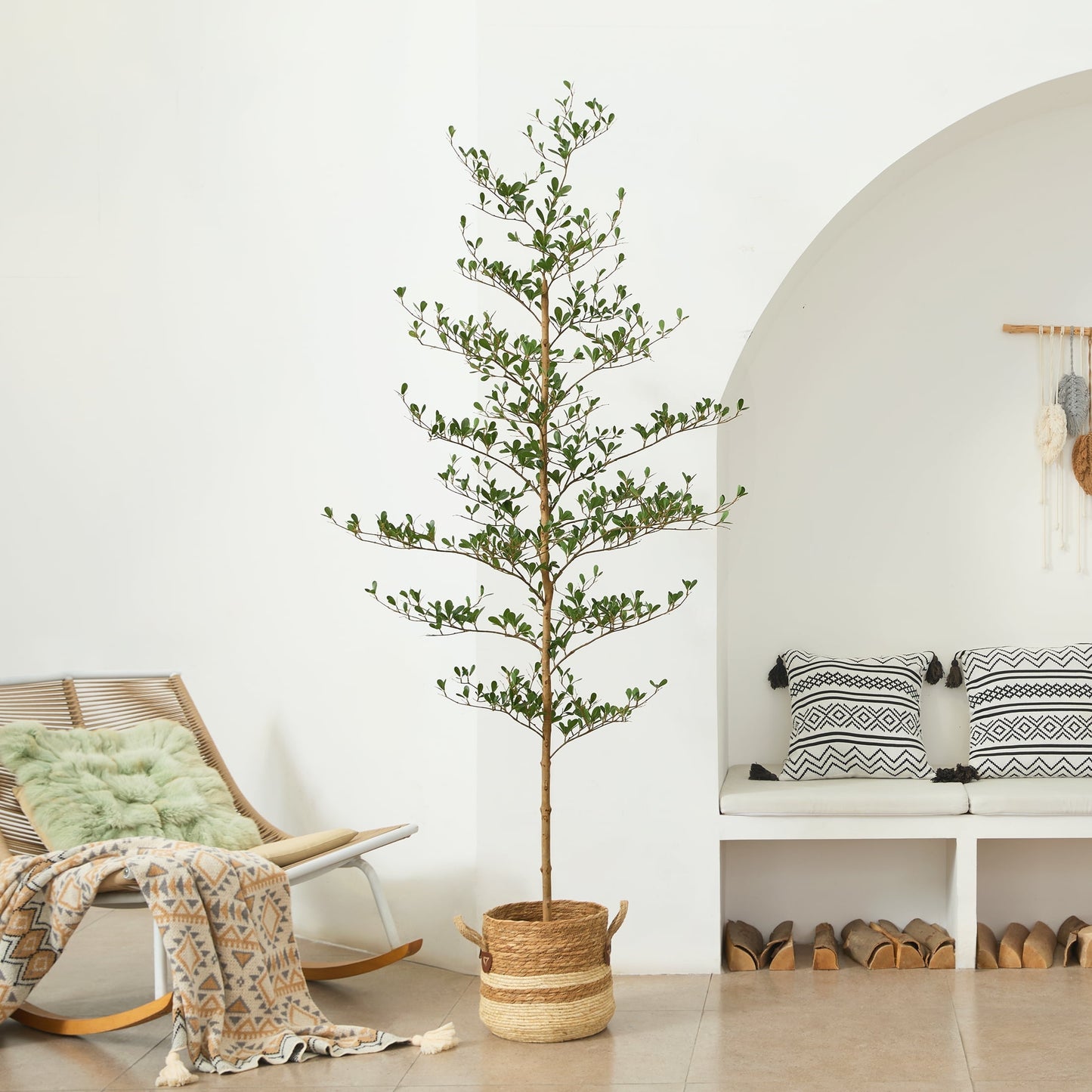 DR.Planzen 7ft Faux Black Olive Tree - Realistic Potted Artificial Tree with Natural Trunk & Silk Leaves - Tall Faux Plant for Home, Office, Indoor & Outdoor Decor - Low Maintenance & UV Resistant