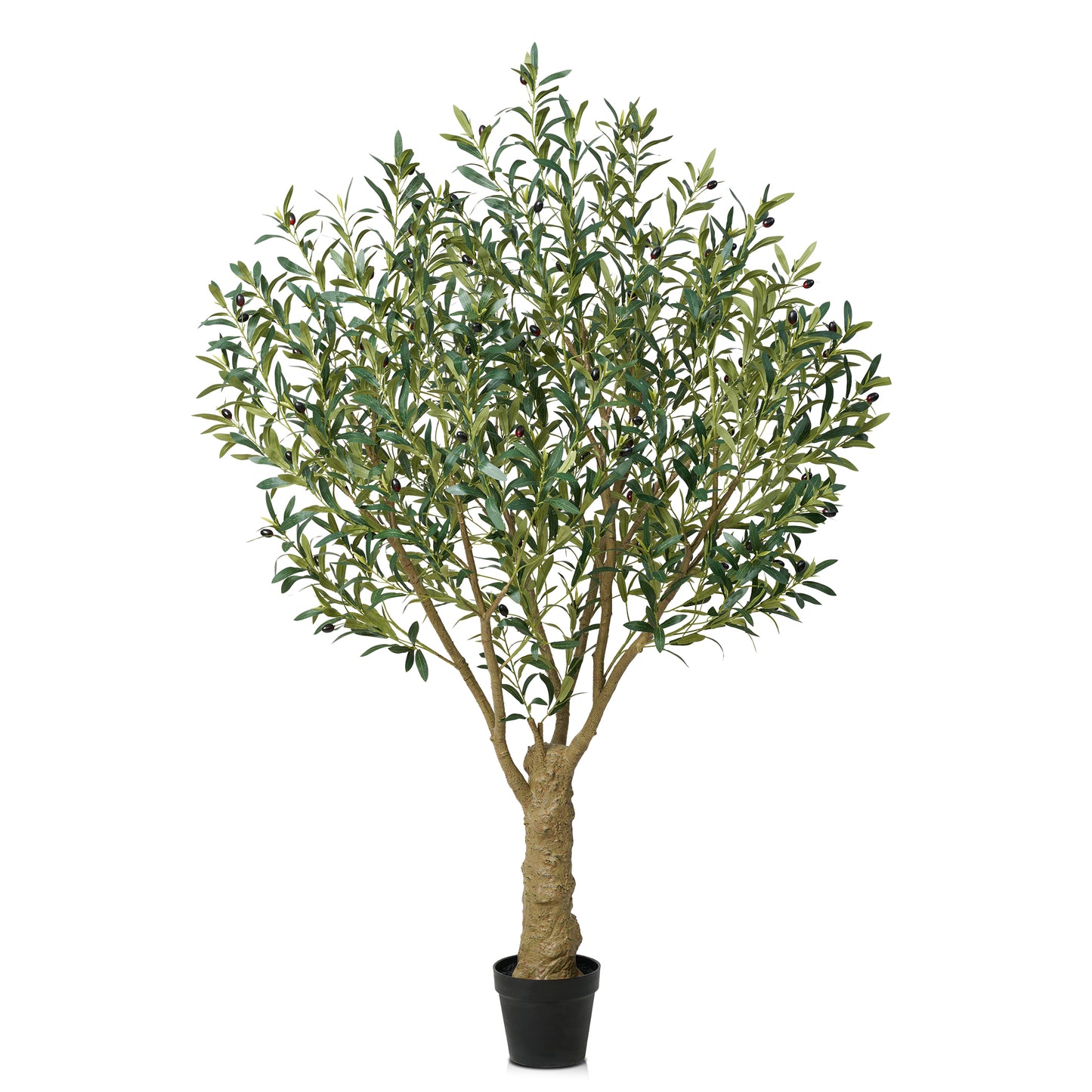 DR.Planzen 6FT Giant Artificial Olive Tree, Tall Silk Faux Olive Tree with Massive Trunk Base, Large UV Resistant Black Plastic Potted Plant for Indoor Outdoor Home Office Decor