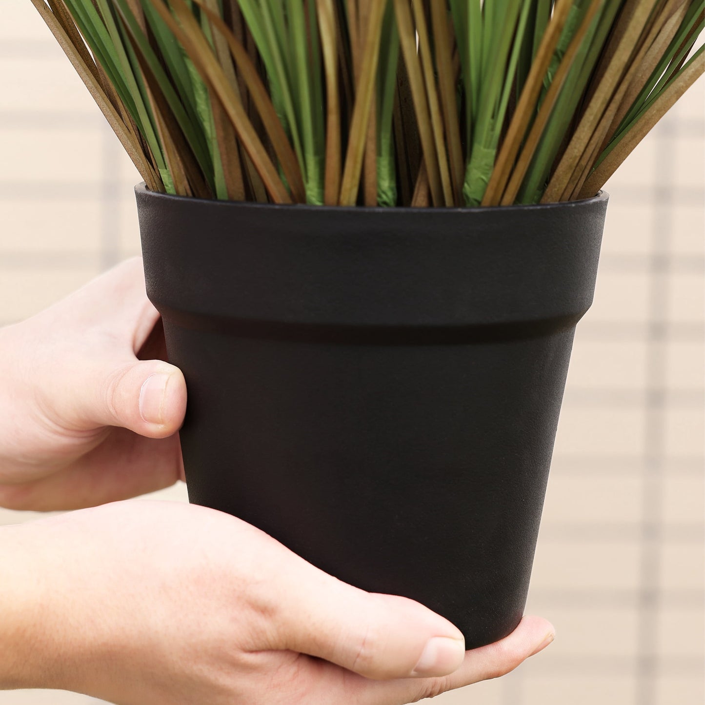 Dr.Planzen 3Ft Artificial Onion Grass Plant in Pot, 35.4in Tall Faux Foliage with Realistic Thin Leaves, Easy Care Floor Plant for Home, Office, Living Room Decor