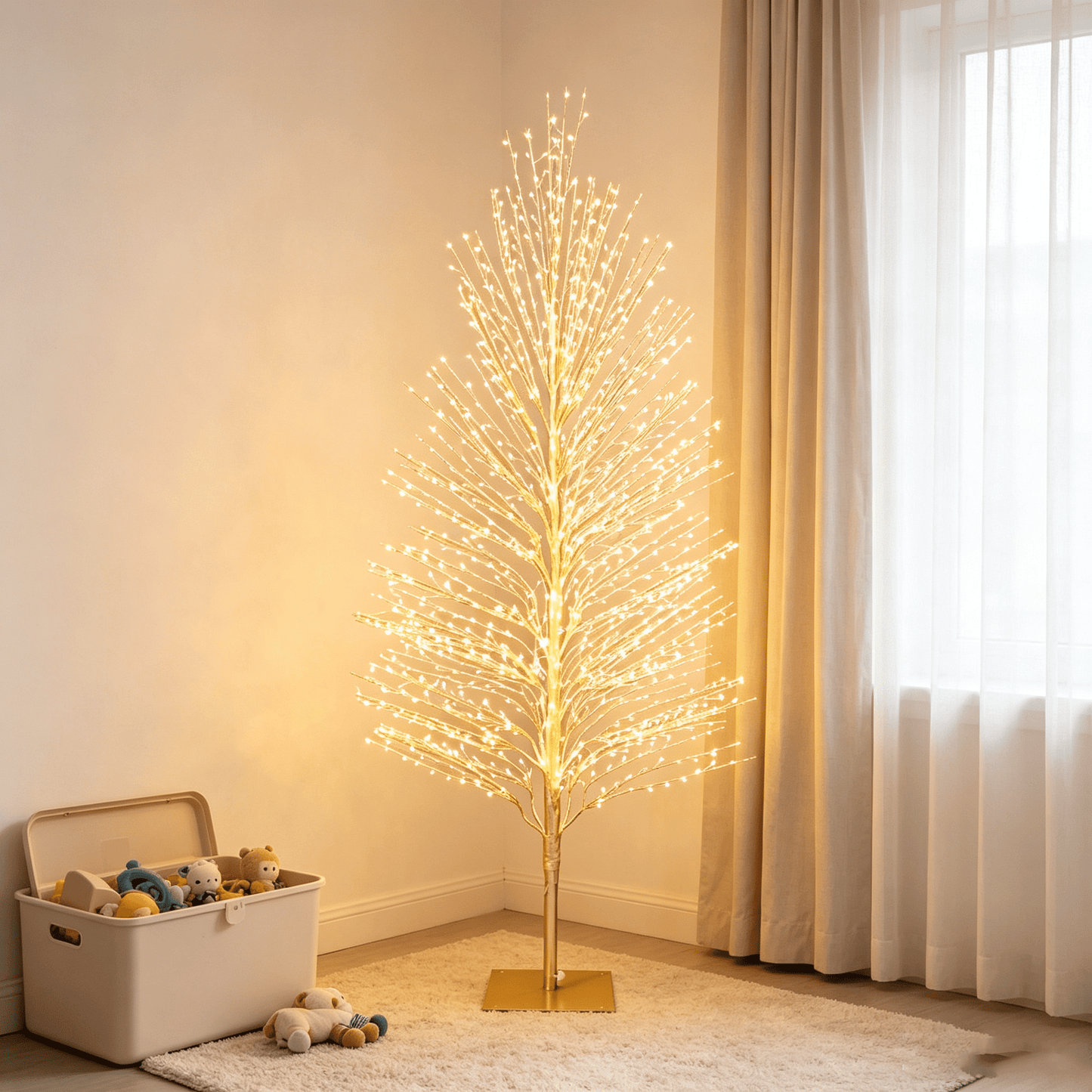 DR.Planzen 5FT Pre-Lit Twisted LED Christmas Tree, Golden Warm White Lighted Spiral Tree with Breathing Flash, Indoor & Outdoor Holiday Decor