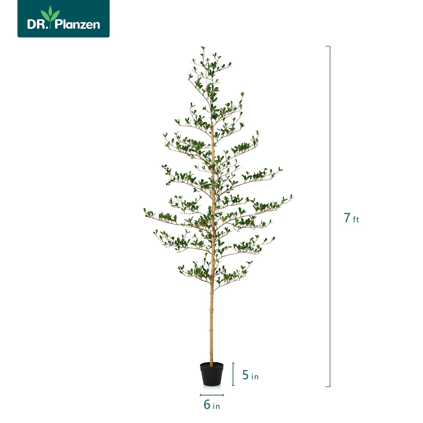 DR.Planzen 7ft Faux Black Olive Tree - Realistic Potted Artificial Tree with Natural Trunk & Silk Leaves - Tall Faux Plant for Home, Office, Indoor & Outdoor Decor - Low Maintenance & UV Resistant