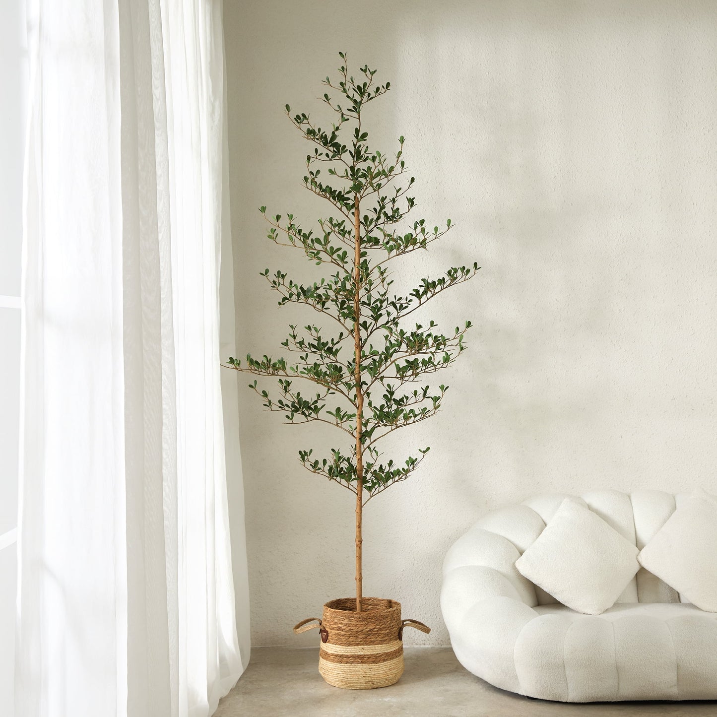 DR.Planzen 7ft Faux Black Olive Tree - Realistic Potted Artificial Tree with Natural Trunk & Silk Leaves - Tall Faux Plant for Home, Office, Indoor & Outdoor Decor - Low Maintenance & UV Resistant