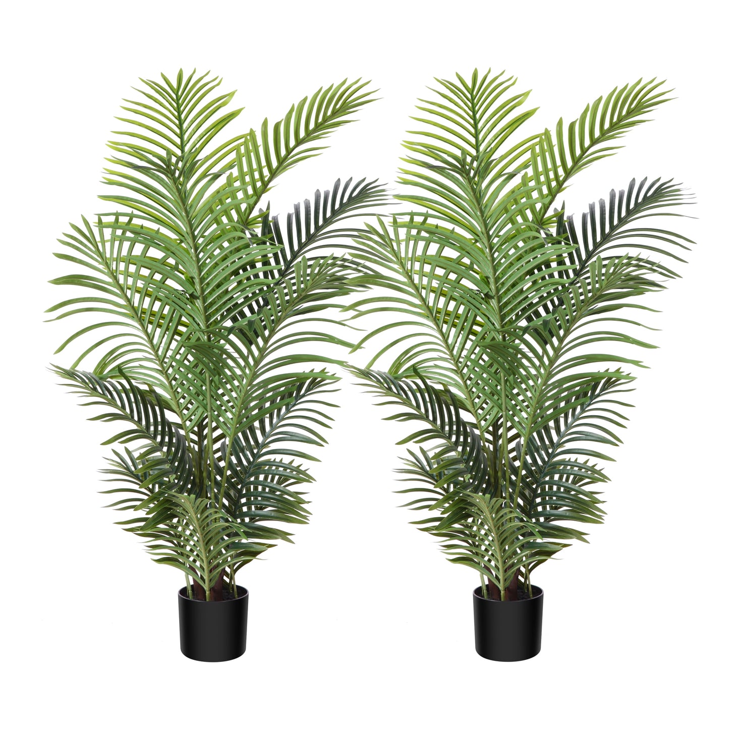2 Pack Fake Majesty Palm Plant 4 Feet Artificial Majestic Palm Faux Ravenea Rivularis in Pot for Indoor Outdoor Home Office Store, Great Housewarming Gift