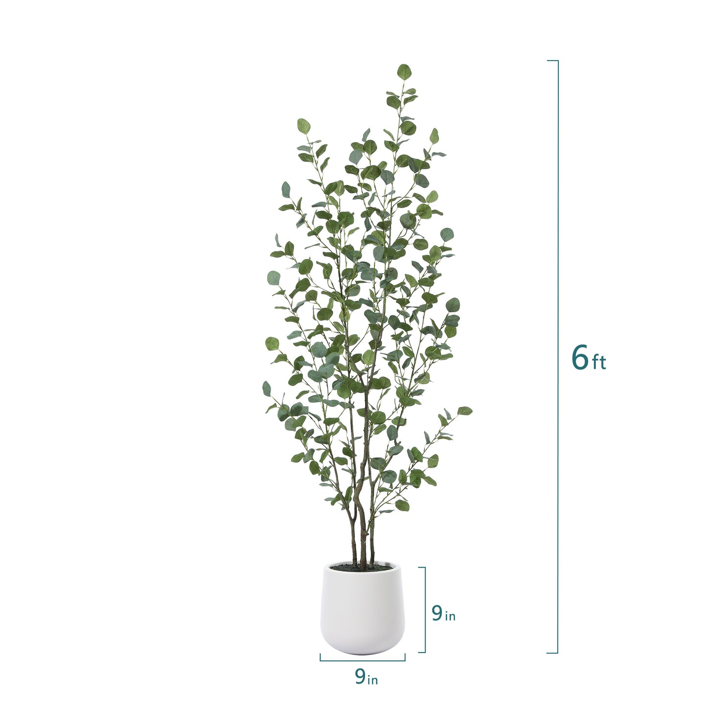DR.Planzen 6FT Faux Eucalyptus Tree with Oval White Planter, Pre Potted Artificial Eucalyptus Tree for Home Decor