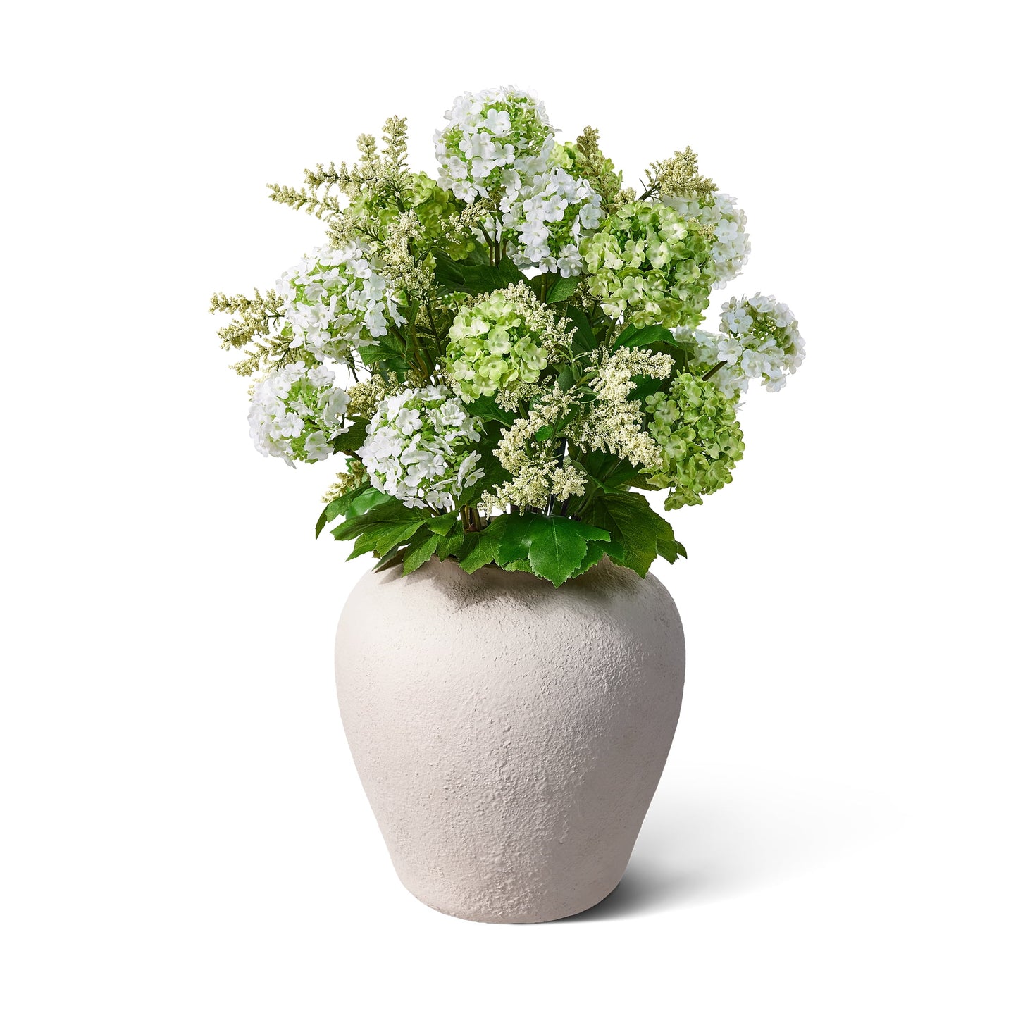 DR.Planzen 24in Artificial Hydrangea Flowers with Vase - Faux Hydrangea Flowers, Potted Artificial Flowers, Green White Hydrangea Centerpiece for Home Wedding Table Decor