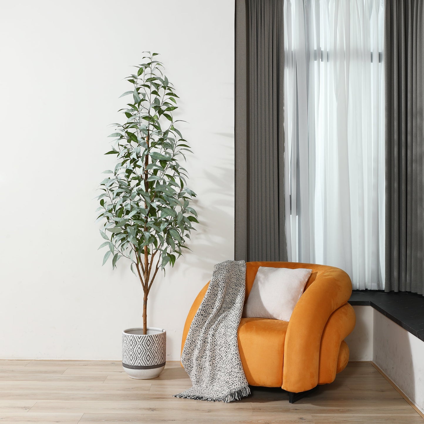 7FT Artificial Eucalyptus Plants with Realistic Leaves and Natural Trunk