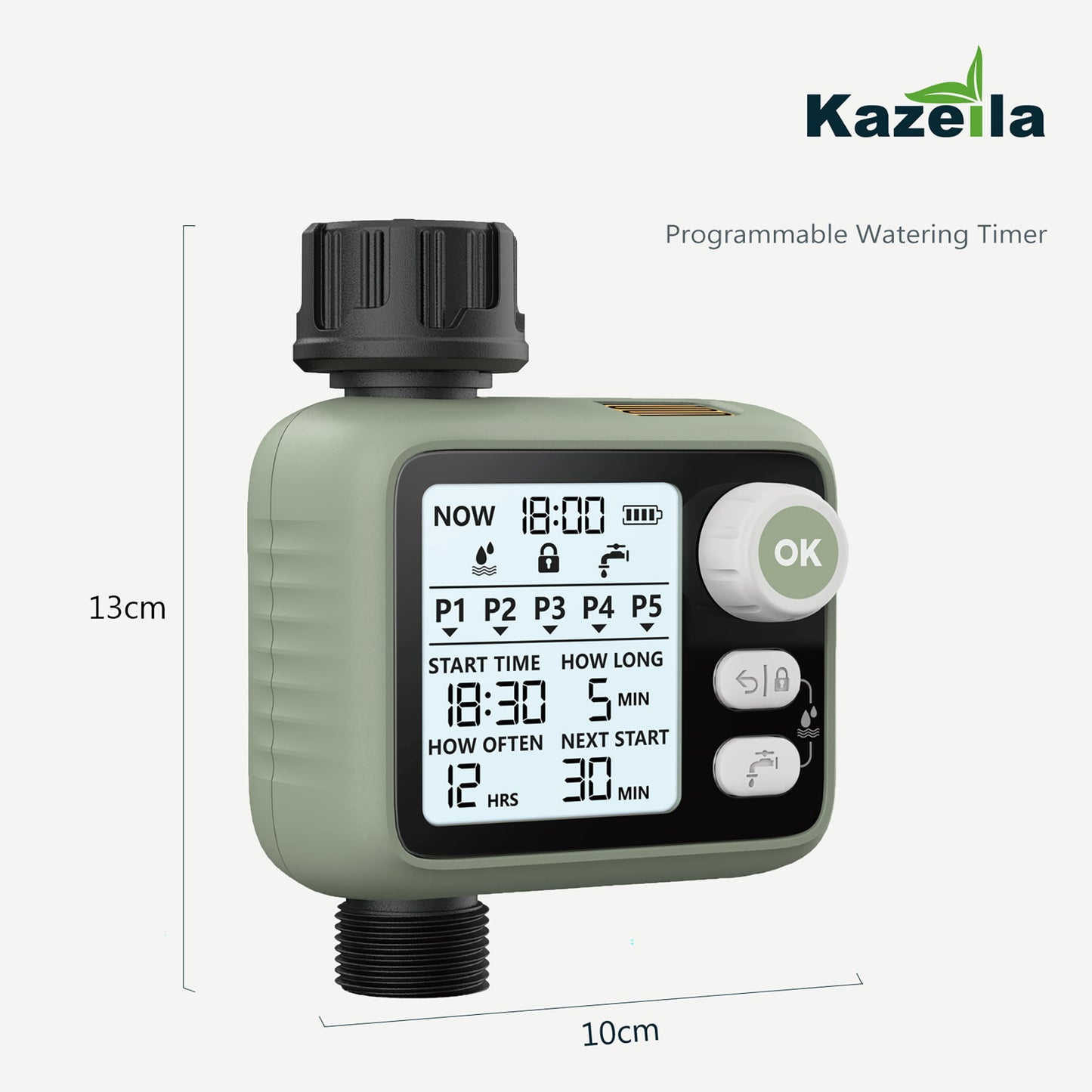 DR.Planzen Water Timer Irrigation System Hose Timer Water Sprinkler Timer Lawn & Garden Watering Equipment with Rain Delay/Automatic Watering System/IPX5 Waterproof/Child Lock Mode/Sprinklers for Lawns