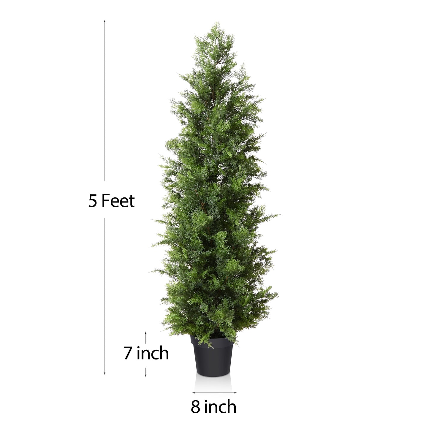 5FT Artificial Cedar Topiary Trees for Outdoors Potted Fake Cypress Trees Faux Evergreen Plants for Home Porch Decor Set of 2