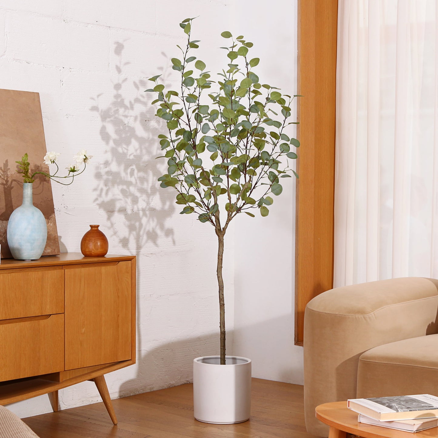 DR.Planzen Artificial Eucalyptus Plants 5Ft Fake Eucalyptus Plant in Pot Faux Tree for Home Decor Indoor Living Room Office Perfect Housewarming Gift 1Pack