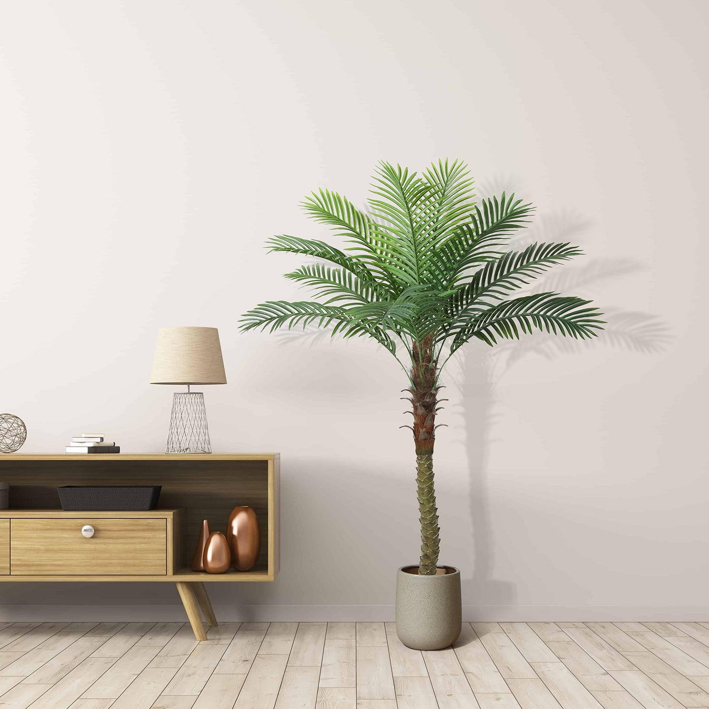 6FT Artificial Sago Palm Tree Tall Fake Palm Plant with 9 Pcs Adjustable Leaves Tropical Decor Plastic Faux Tree in Pot Realistic Fake Plants for Home Indoor Office Patio Porch