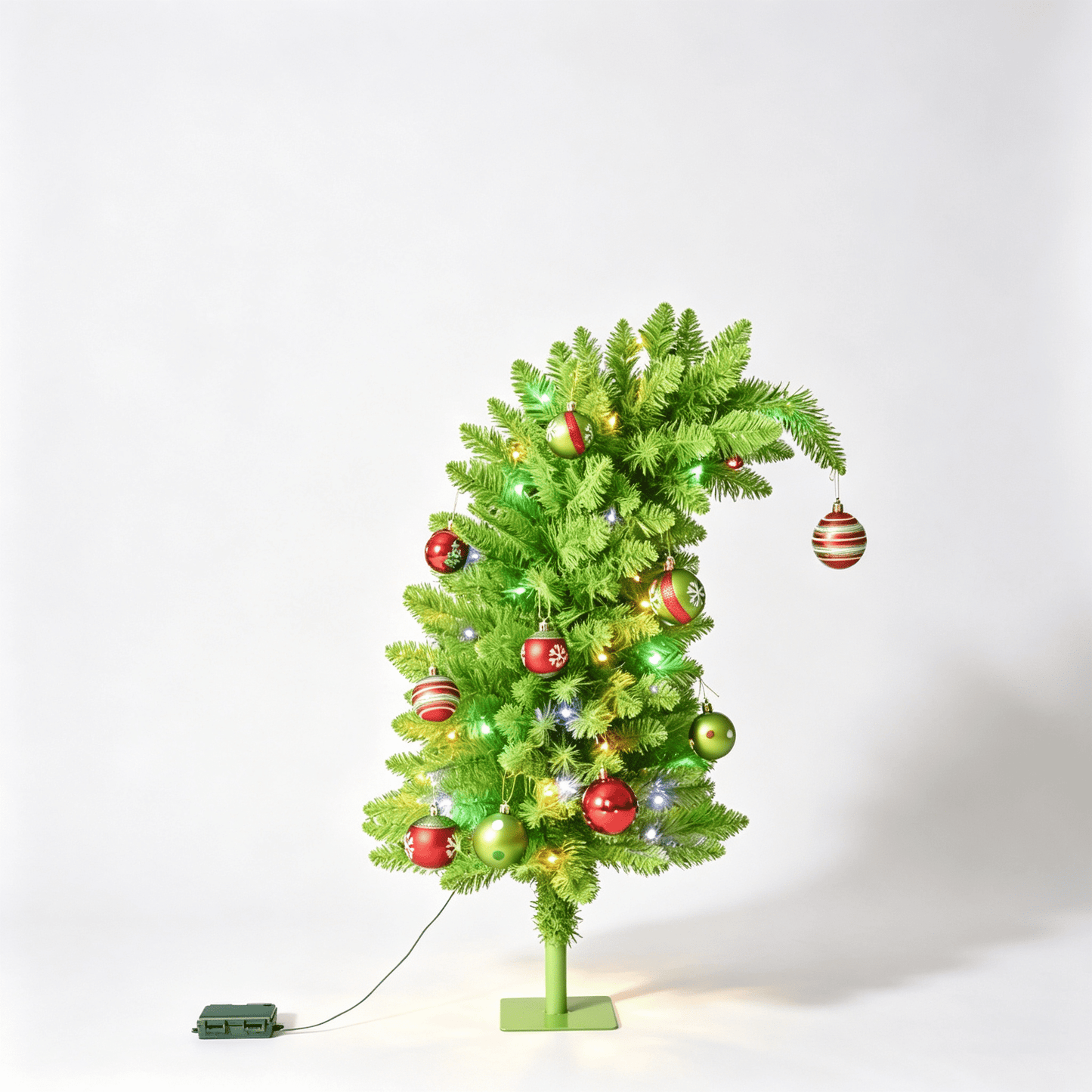 DR.Planzen 3ft Pencil Artificial Christmas Tree with Red & Green Ornaments, Pre-Decorated Slim Xmas Tree, Indoor Tabletop Holiday Decor, 1 Pack