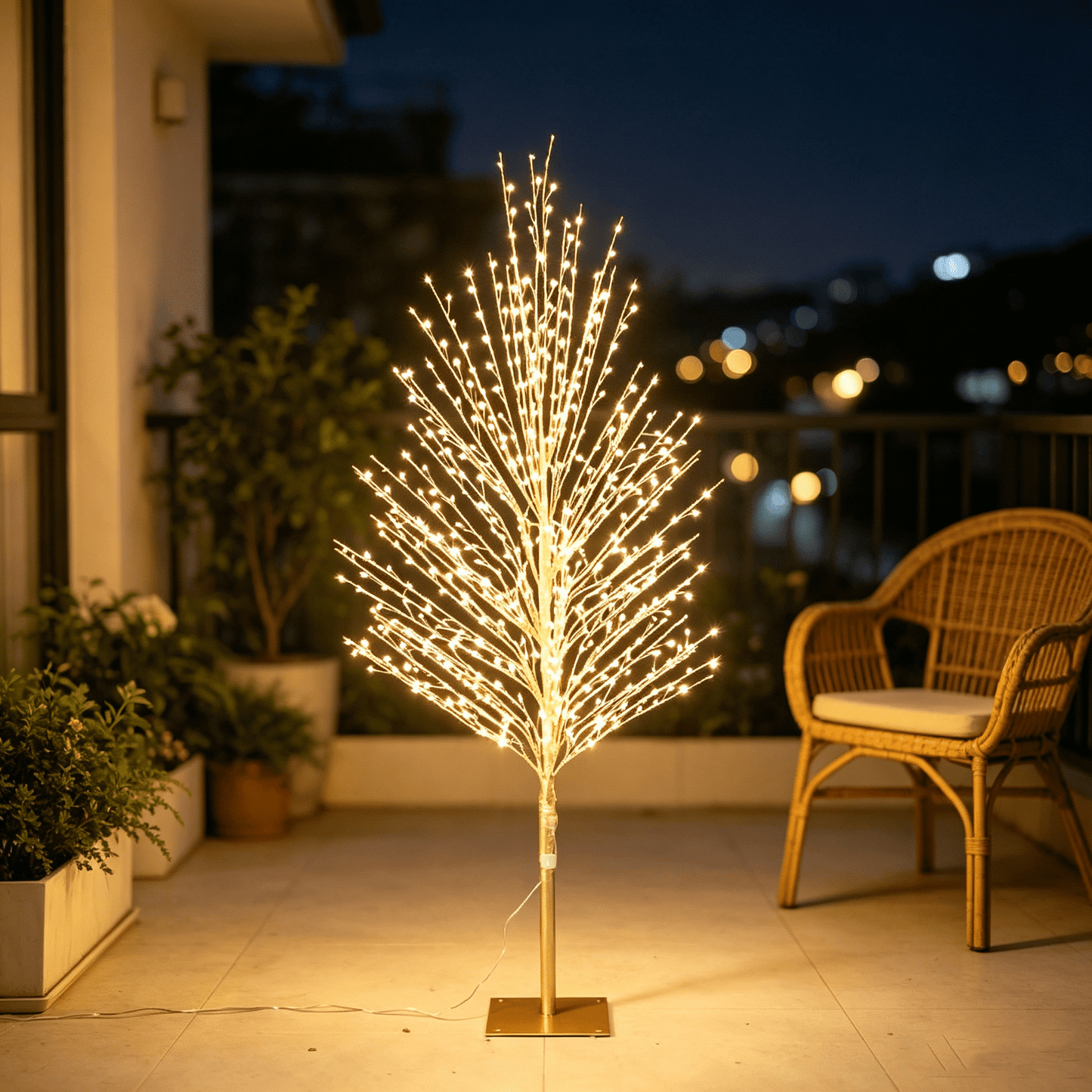 DR.Planzen 4FT Pre-Lit Twisted LED Christmas Tree, Golden Warm White Lighted Spiral Tree with Breathing Flash, Indoor & Outdoor Holiday Decor
