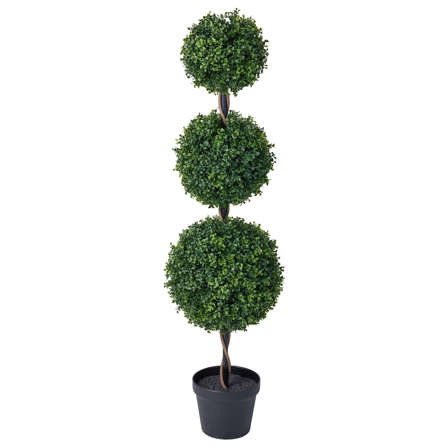 DR.Planzen 2 Pack 4ft Artificial Triple Ball Boxwood Topiary Tree, Realistic Faux Topiary Tree Indoor Outdoor, Low Maintenance Artificial Greenery for Patio Front Door Home Office