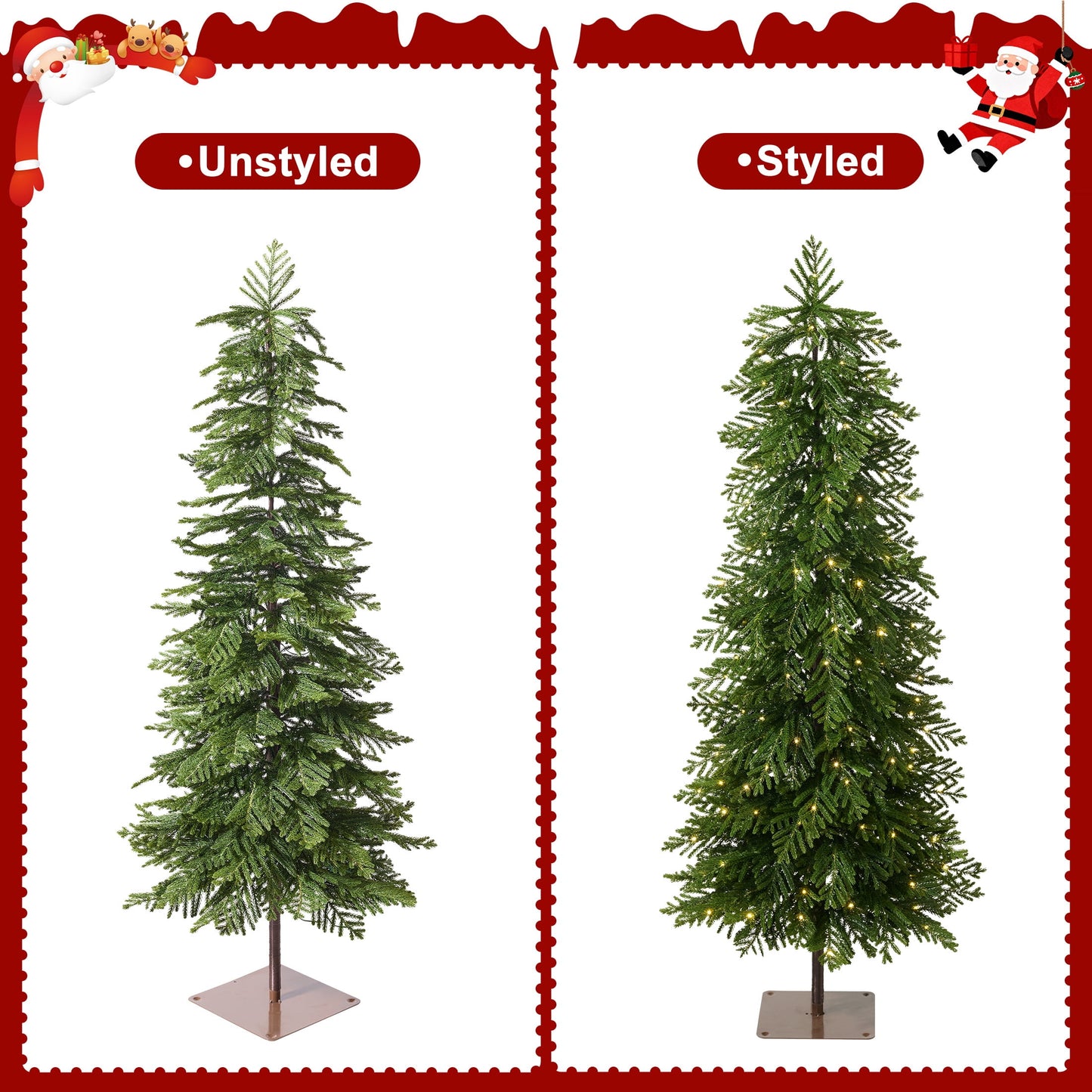 DR.Planzen 5ft Pre-Lit Artificial Norfolk Pine Tree with Metal Stand, 120 Warm White LED Lights, 2-Piece Assembly Faux Tree in Coffee Pot for Indoor Home & Office Decor
