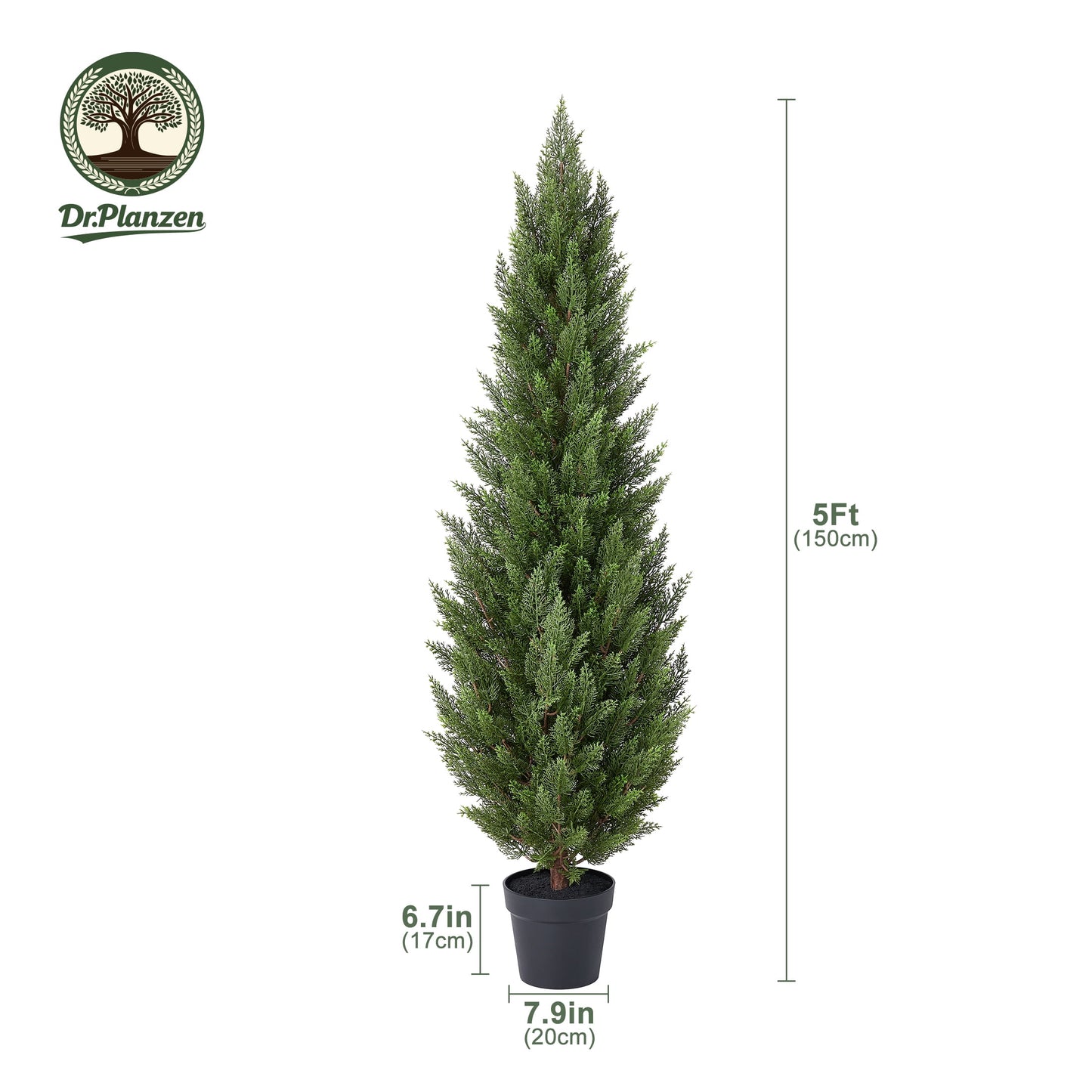DR.Planzen 2 Pack 5ft Artificial Cedar Tree with Real Wood Trunk, Faux Silk Plant UV Resistant for Indoor Outdoor, Lifelike Fake Potted Tree for Home Office Decor