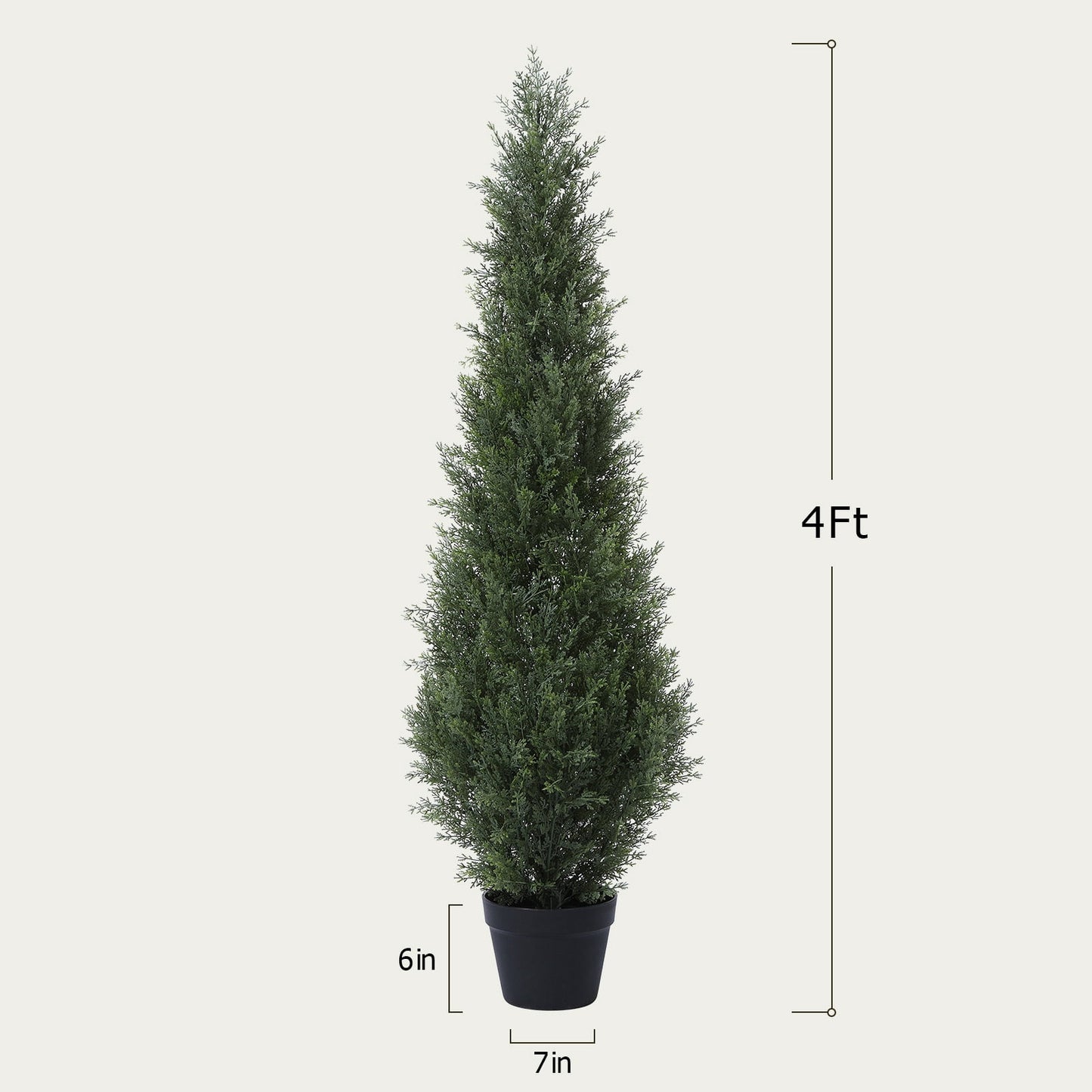 DR.Planzen 4 FT Artificial Cedar Tree with 1050 PE Leaves, Indoor Faux Topiary Cedar Tree, Potted Fake Tree - Adjustable Branches - Slim Decor for Entryway & Covered Porch