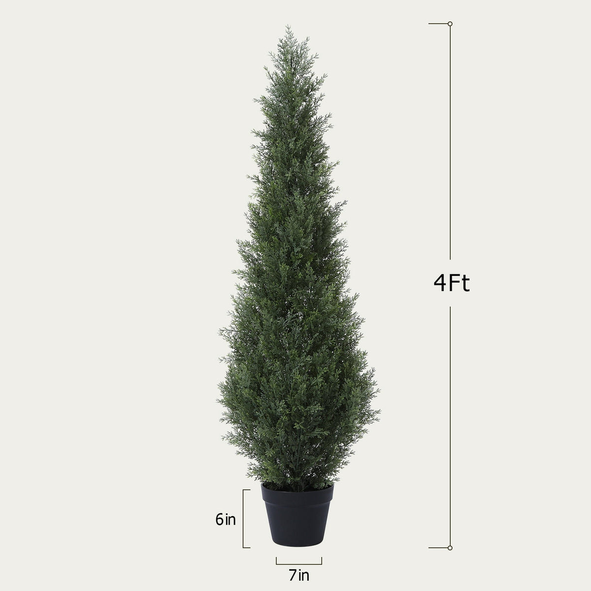 DR.Planzen 2 Pack 4 FT Artificial Cedar Tree with 1050 PE Leaves, Indoor Faux Topiary Cedar Tree, Potted Fake Tree - Adjustable Branches - Slim Decor for Entryway & Covered Porch