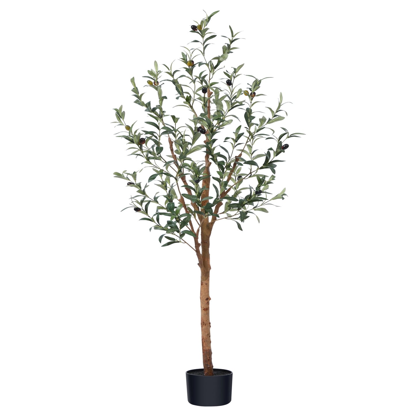 DR.Planzen 2 Pack 5ft Artificial Olive Tree Indoor, Tall Faux Olive Tree, Artificial Plants with Natural Wood Trunk and Lifelike Fruits for Home Office Decor