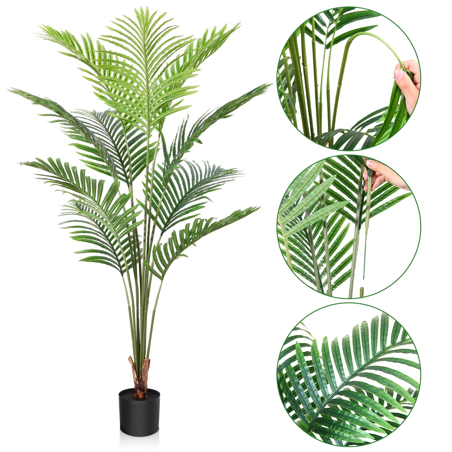 DR.Planzen 5ft Artificial Palm Tree Indoor Plant Tall Fake Tropical Paradise Palm Tree in Pot, Faux Areca Palm Tree for Home Office Living Room Bedroom Farmhouse Modern Decor