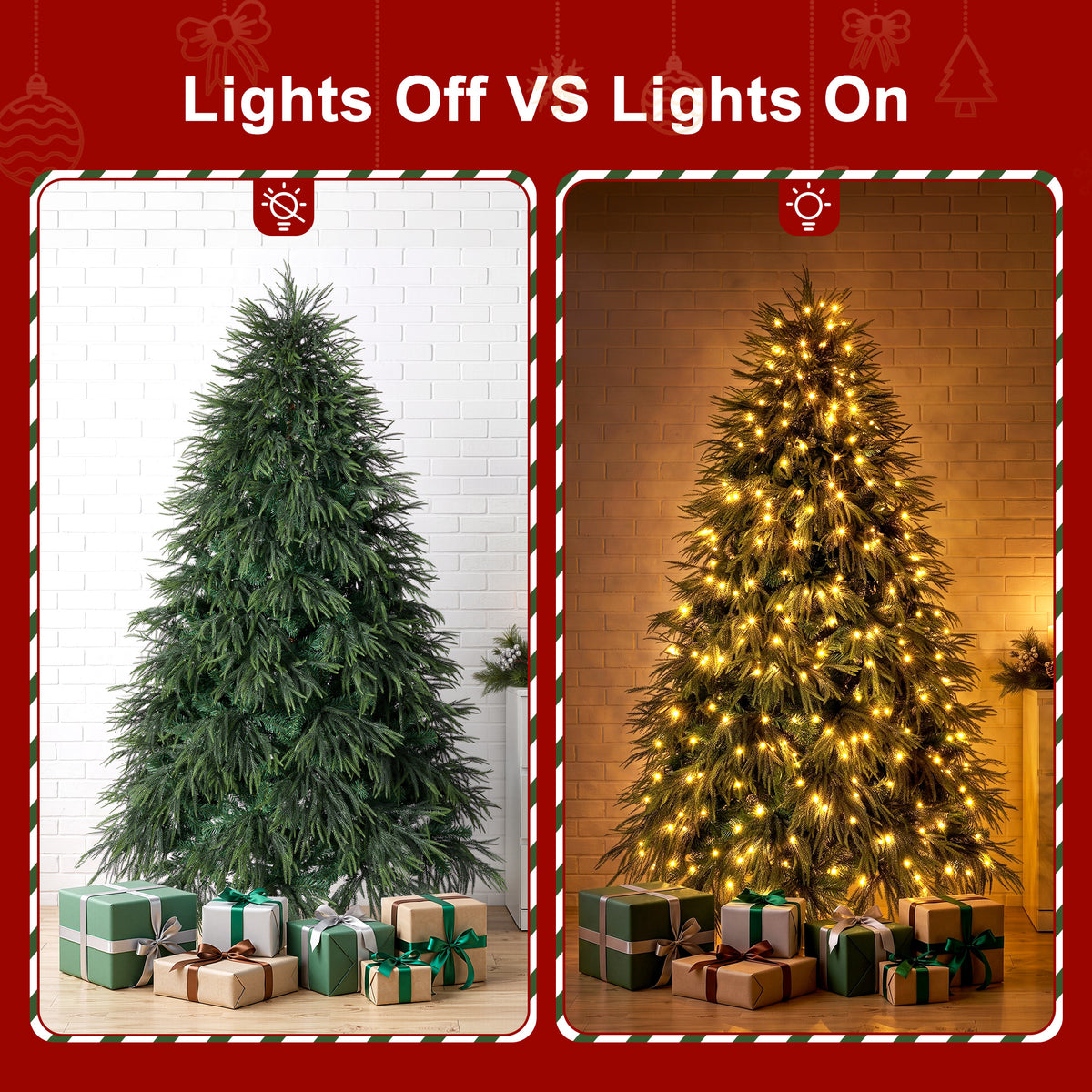DR.Planzen 7.5ft Artificial Pencil Christmas Tree with Pre-Strung LED Lights, Narrow Spruce Xmas Tree with Metal Stand, Easy Assembly Holiday Decor