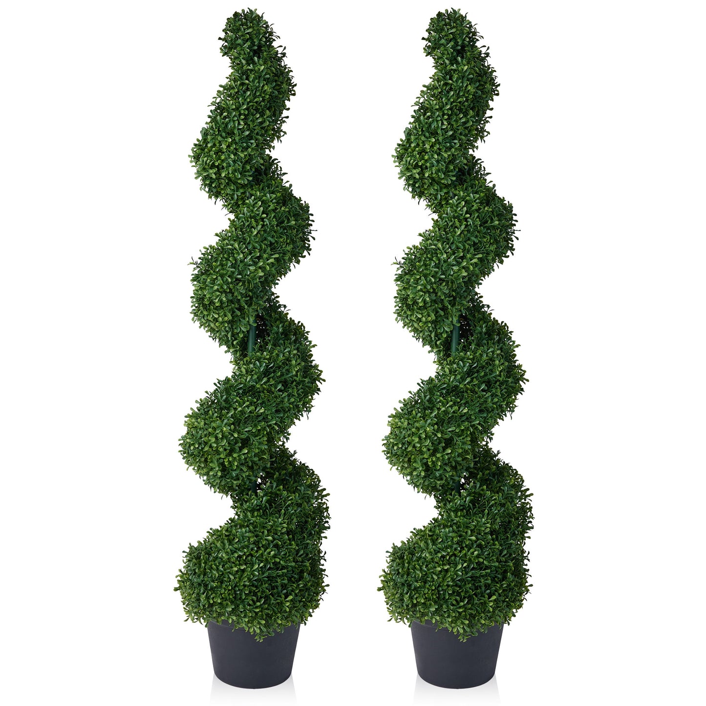 2 Pack 4FT Artificial Boxwood Spiral Topiary Tree ¨C 900 Leaves Faux Boxwood Plant, UV Resistant Outdoor Fake Plant ¨C Realistic Front Door Entryway Porch Decor Potted Tree for Outdoor Garden Patio