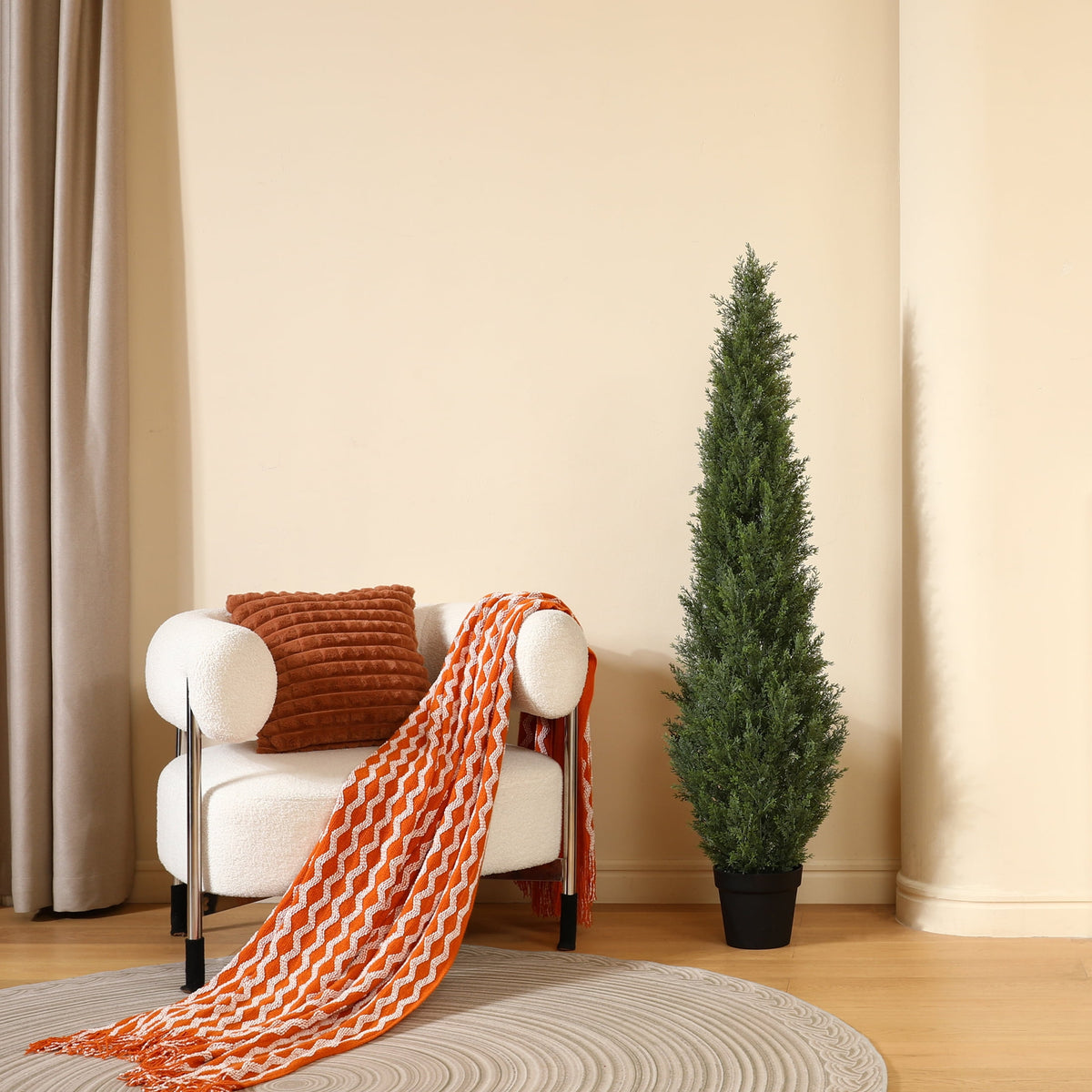 DR.Planzen 2 Pack 5 FT Artificial Cedar Tree with 1609 PE Leaves, Indoor Faux Topiary Cedar Tree, Potted Fake Tree - Adjustable Branches - Slim Decor for Entryway & Covered Porch