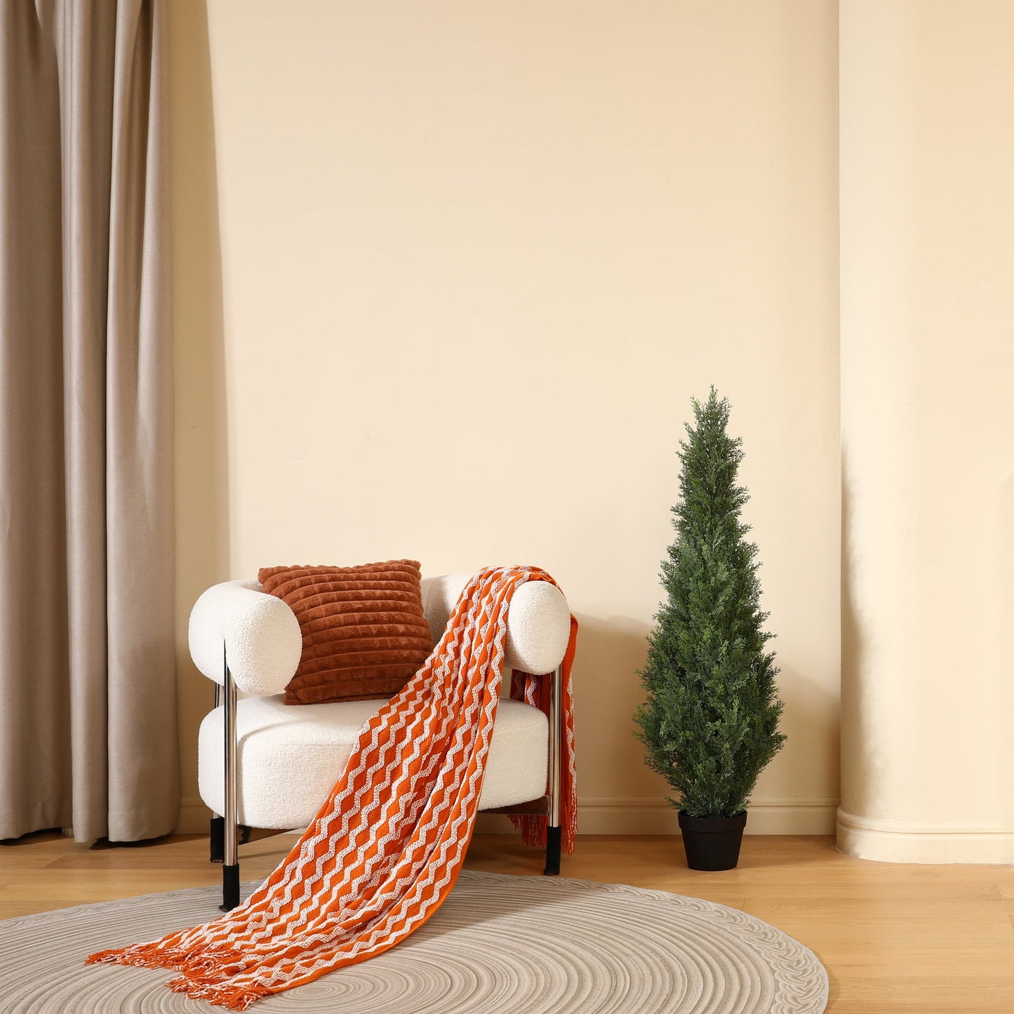 DR.Planzen 2 Pack 4 FT Artificial Cedar Tree with 1050 PE Leaves, Indoor Faux Topiary Cedar Tree, Potted Fake Tree - Adjustable Branches - Slim Decor for Entryway & Covered Porch
