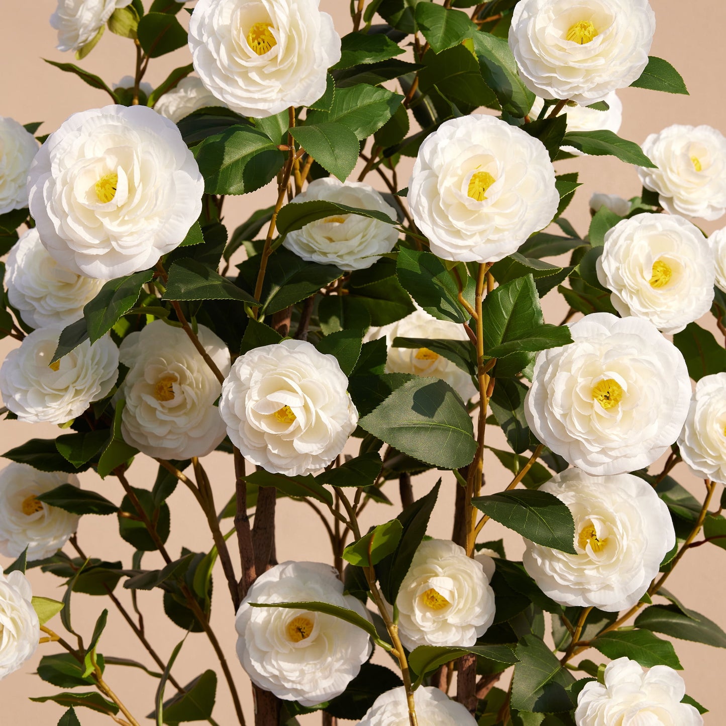 Artificial Camellia Tree 3FT in Pot ¨C 27 Blooming White Flowers & 252 Leaves UV Resistant Faux Camellia Plant for Indoor Outdoor Decor, Front Door Porch Patio Living Room Office