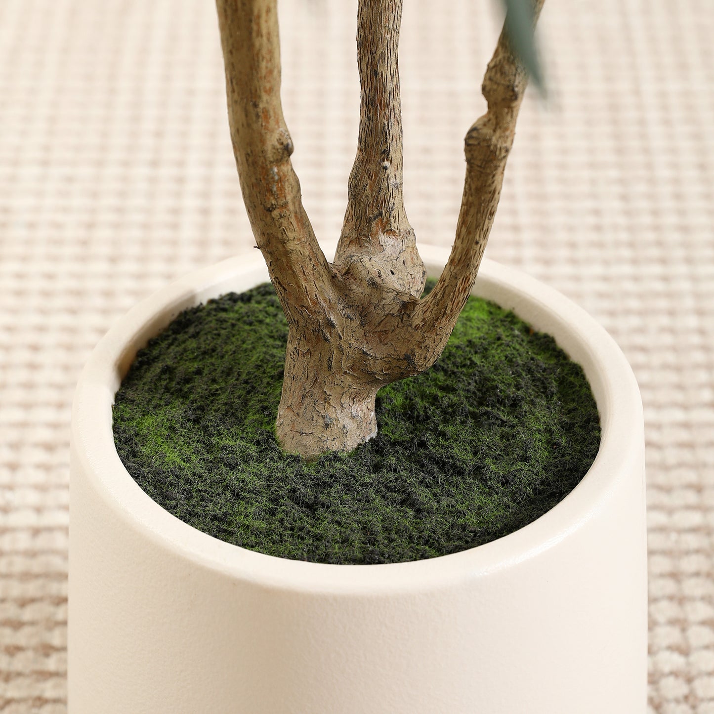 DR.Planzen 7FT Faux Olive Tree with Round White Planter, Pre Potted Fake Greenry Olive Tree for Home Decor