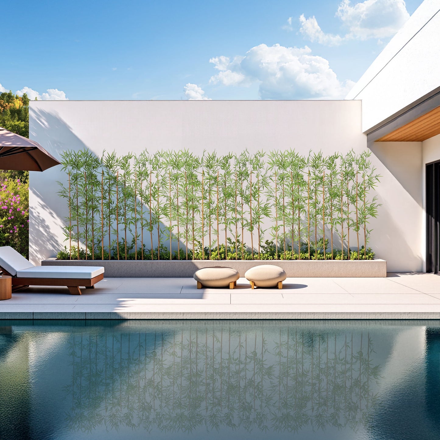 36 Pack 6FT Artificial Bamboo Privacy Screen - Faux Bamboo Plant Outdoor with Real Bamboo Poles, UV Resistant Dense Leaves Tall Fake Bamboo Fence Cover for Patio Backyard Balcony Wall Decor