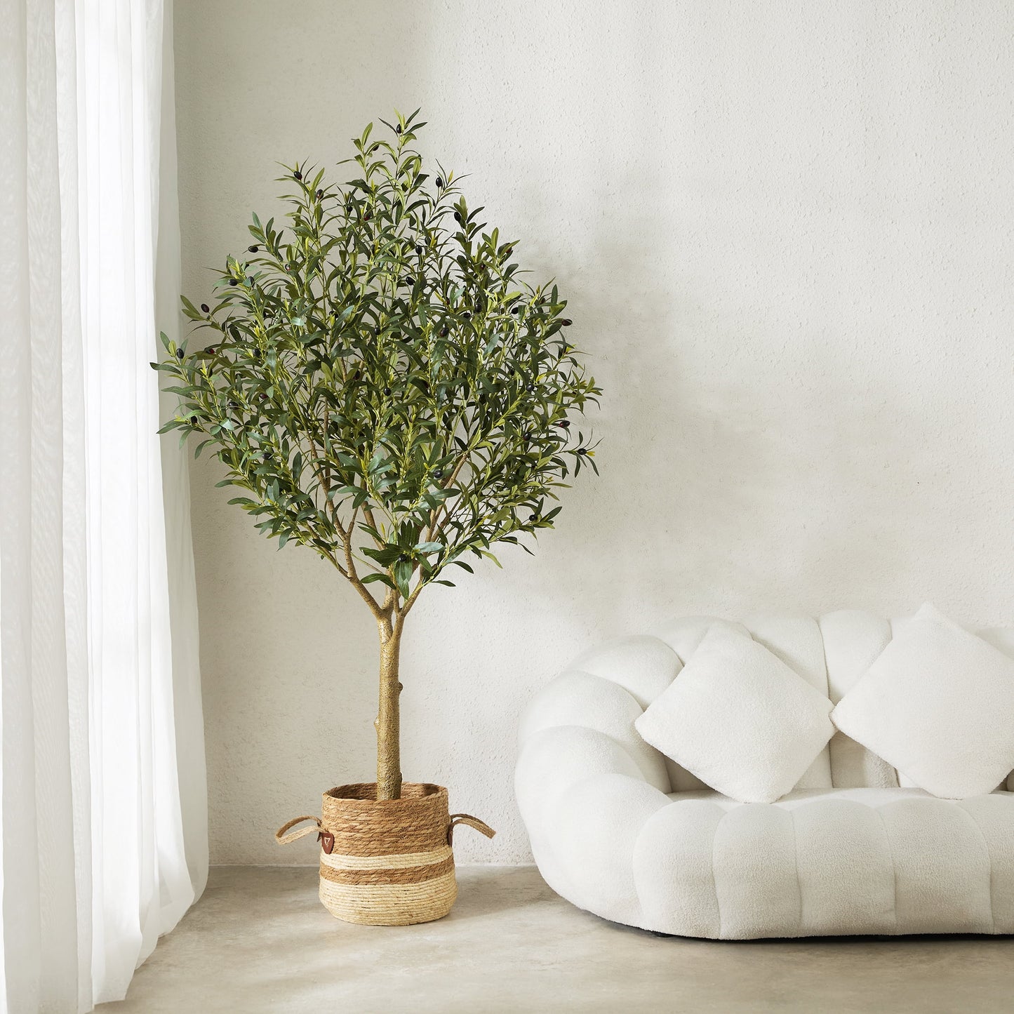 DR.Planzen 6ft Dense Artificial Olive Tree - Faux Olive Plant for Indoor & Outdoor Decor - Adjustable Branches - UV Resistant Realistic Olive Tree with Black Plastic Pot