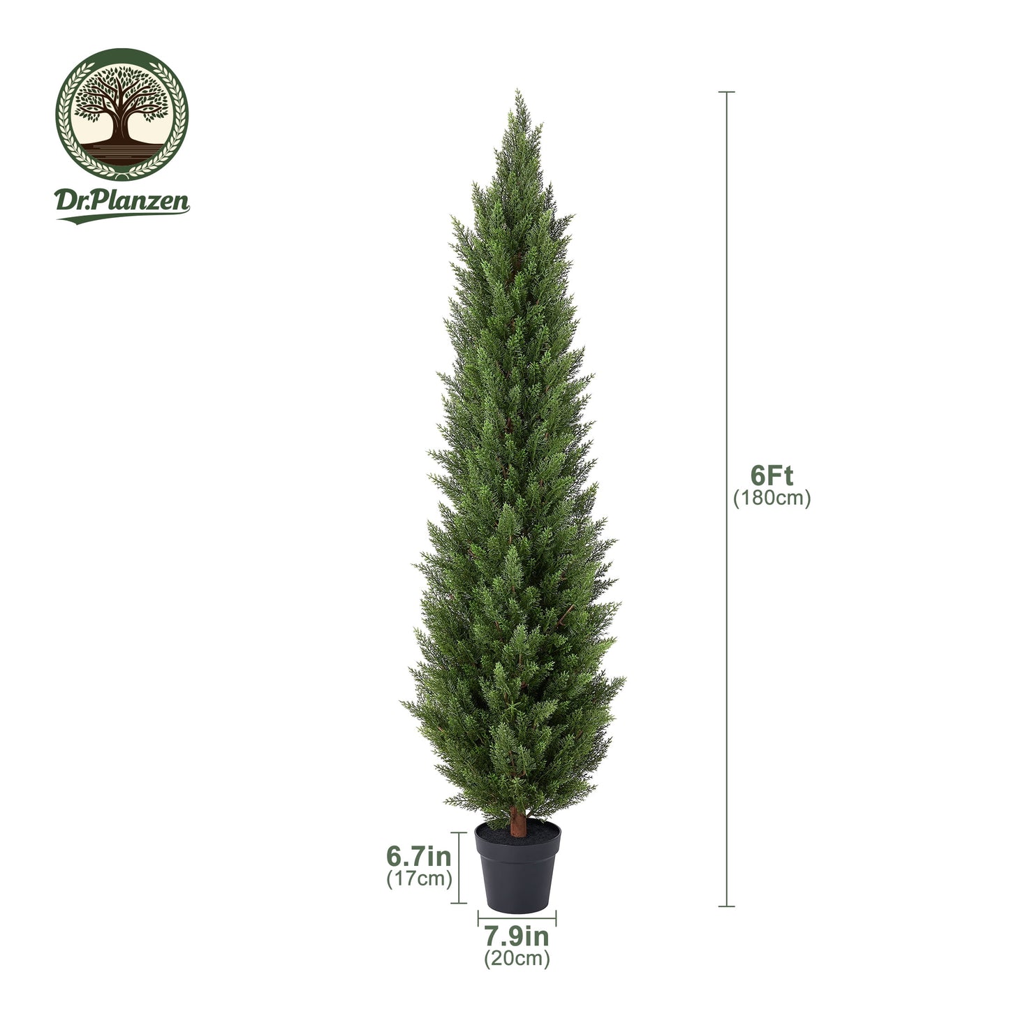 DR.Planzen 2 Pack 6ft Artificial Cedar Tree with Real Wood Trunk, Faux Silk Plant UV Resistant for Indoor Outdoor, Lifelike Fake Potted Tree for Home Office Decor